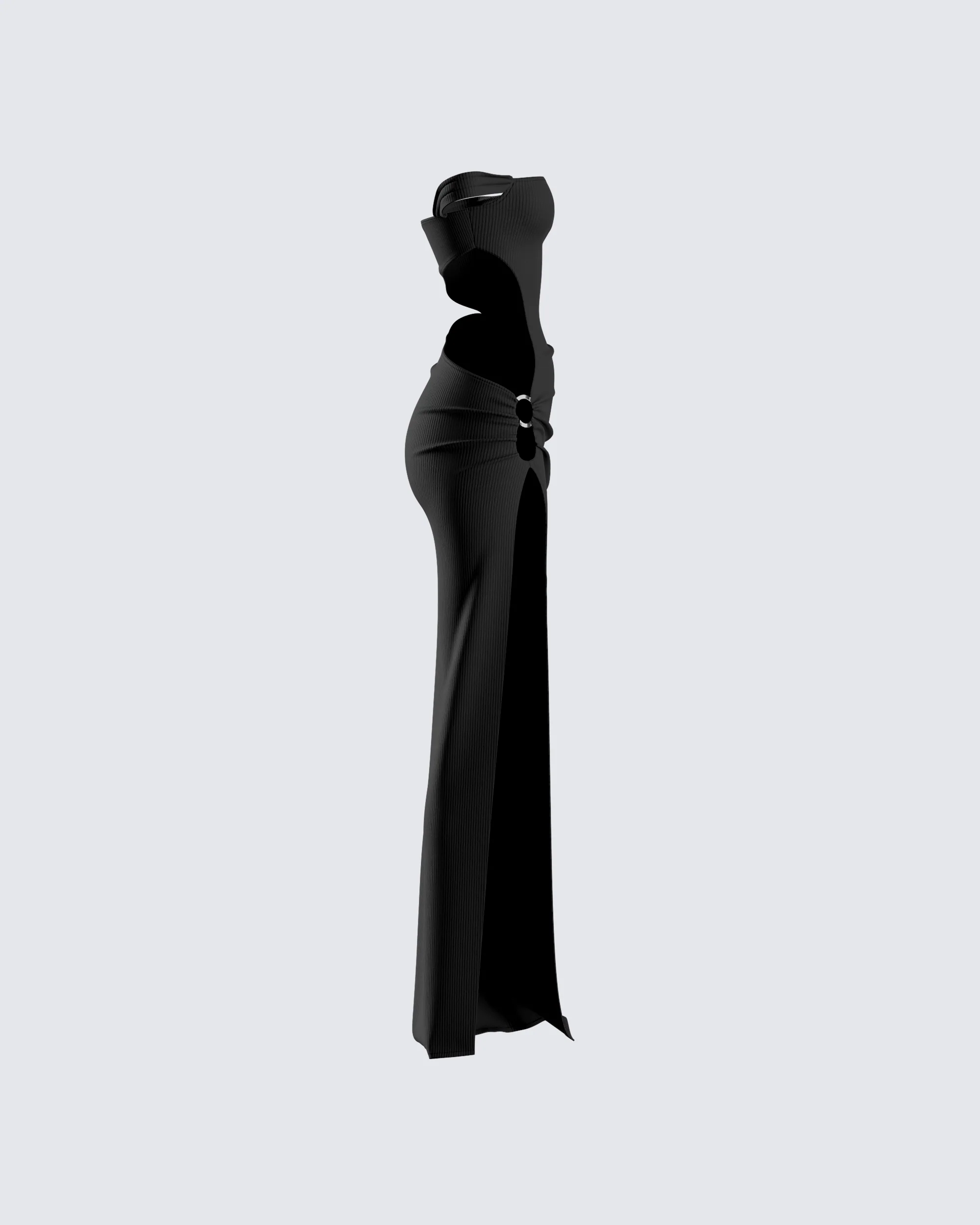 Janine Black Cut Out Maxi Dress - Image 2