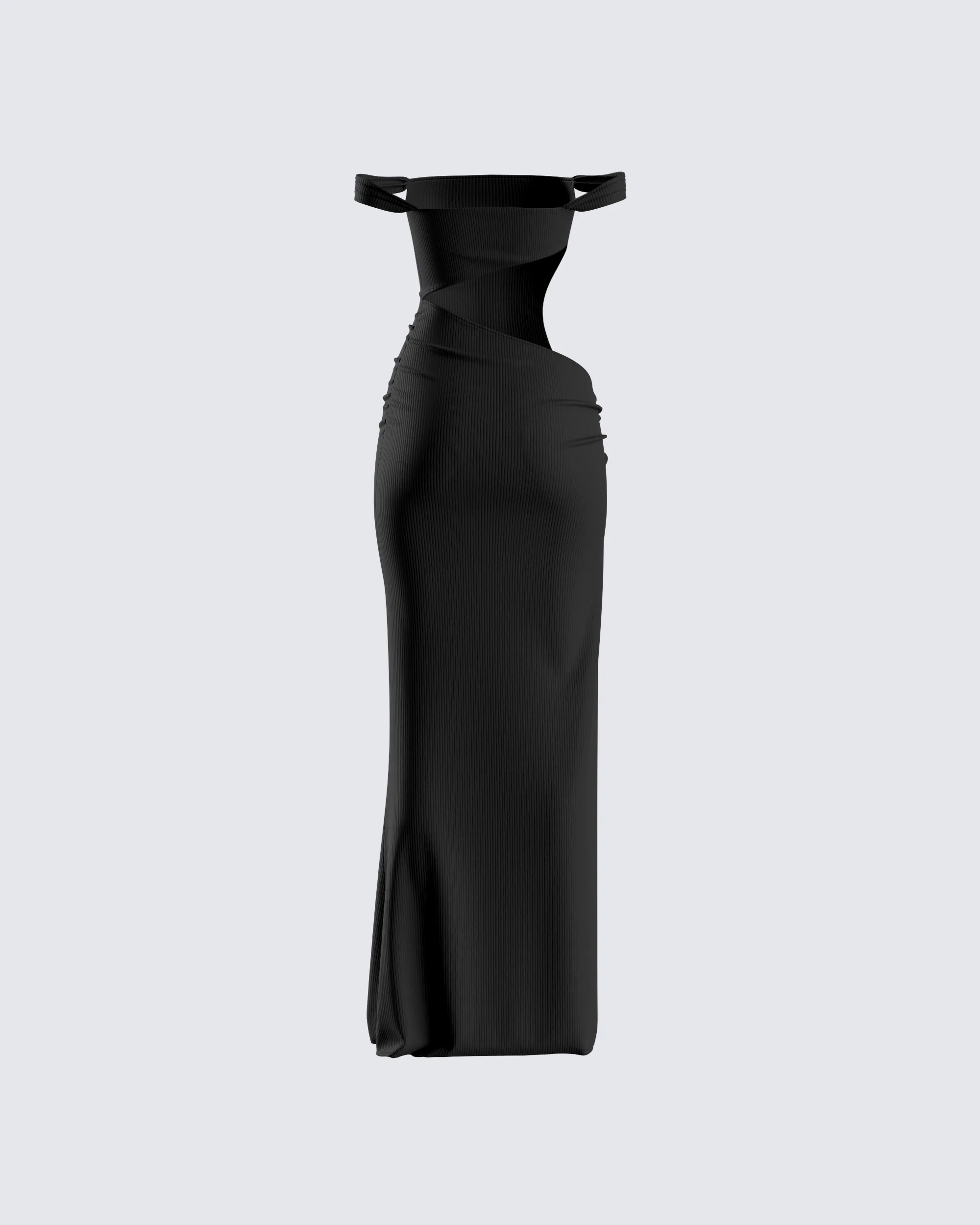 Janine Black Cut Out Maxi Dress - Image 3
