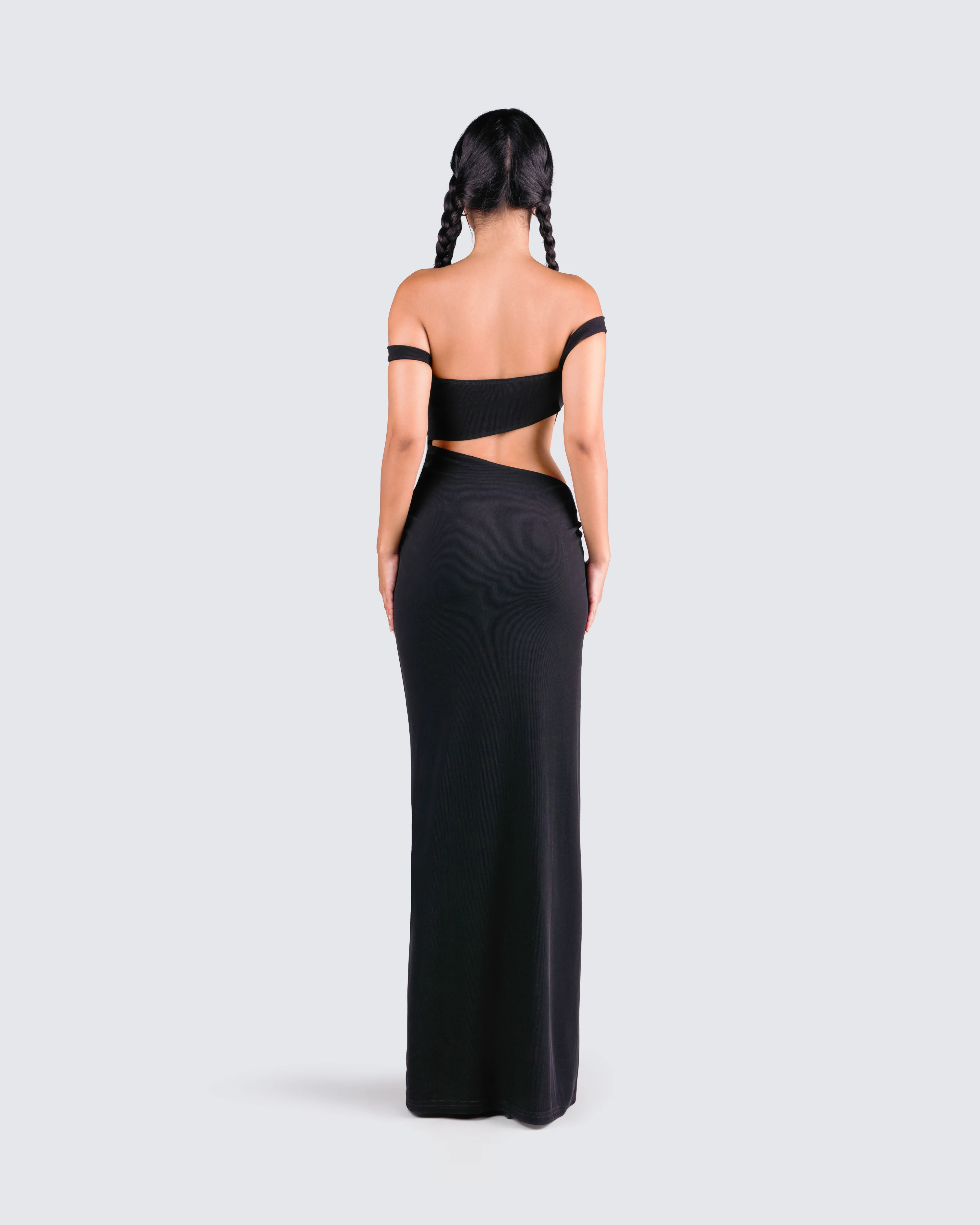 Janine Black Cut Out Maxi Dress - Image 6