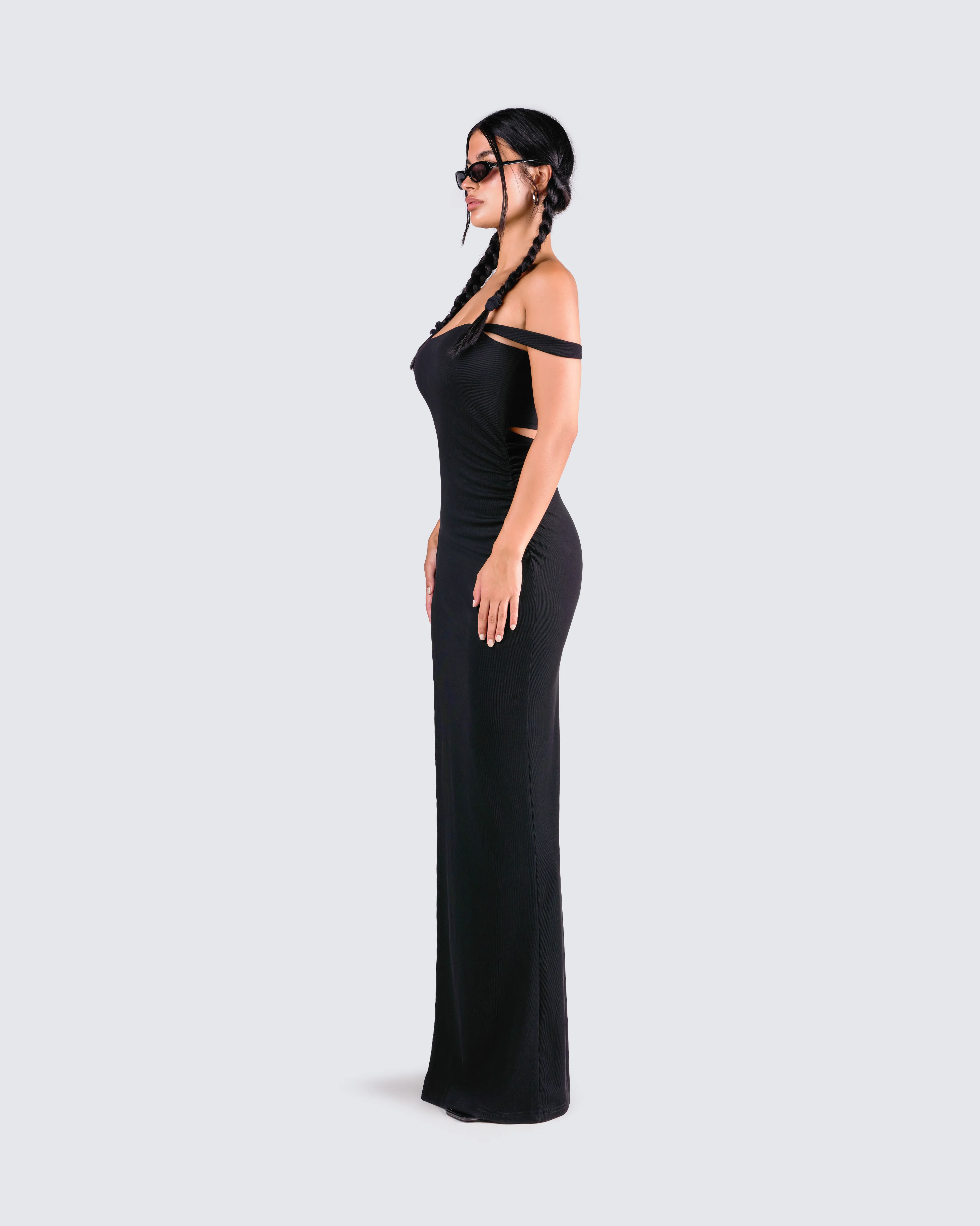 Janine Black Cut Out Maxi Dress - Image 7