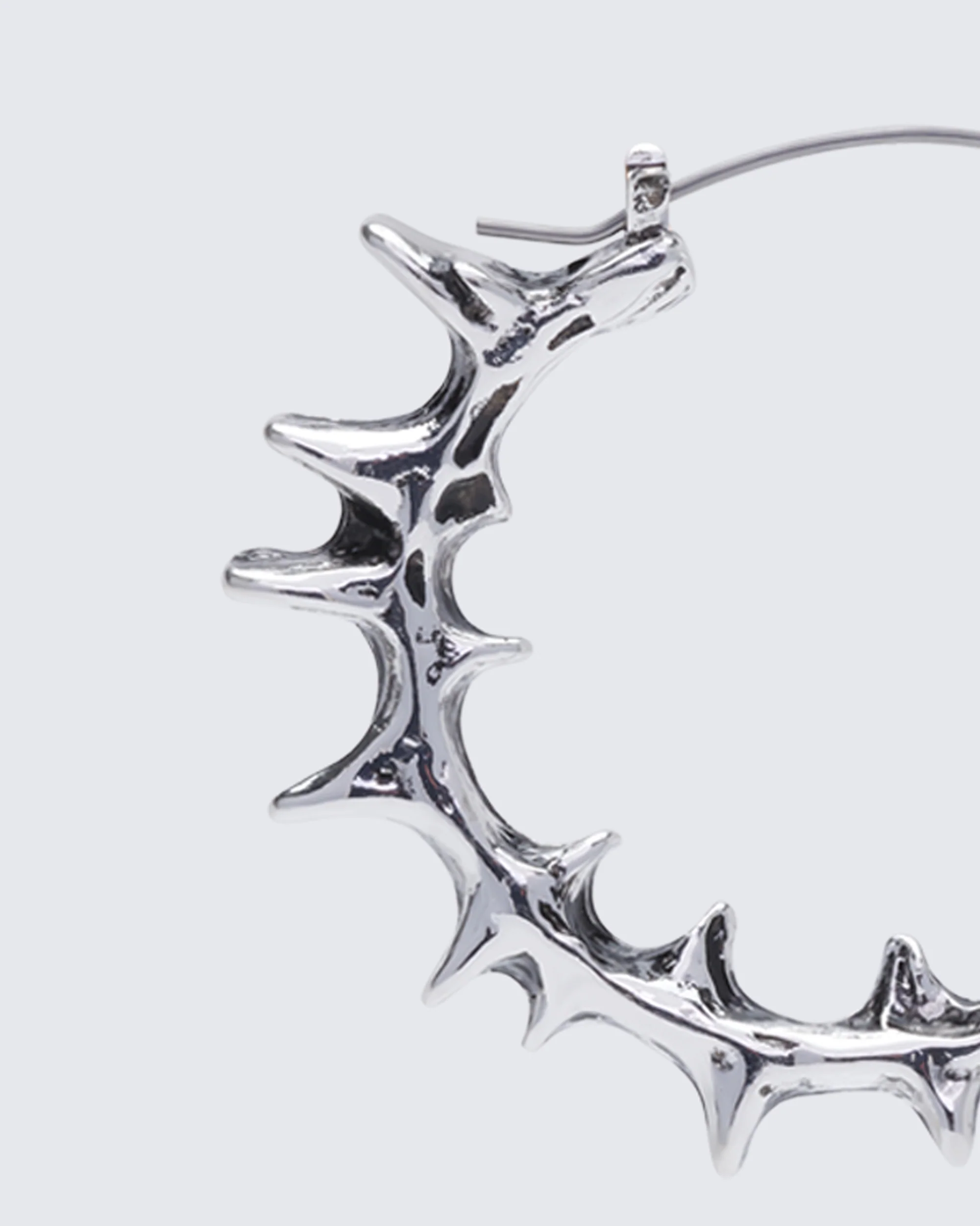 Janise Silver Molten Spike Hoop Earrings - Image 3