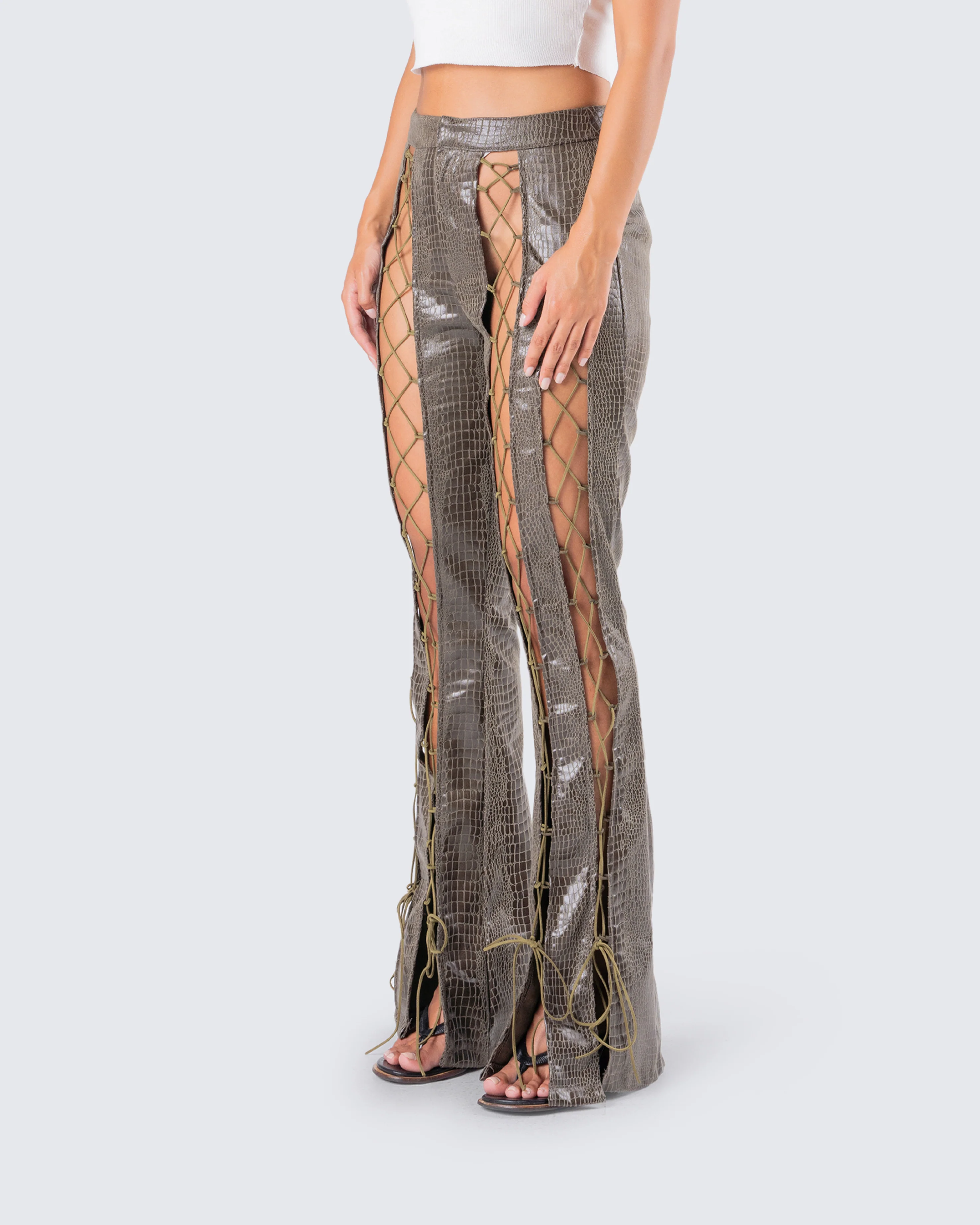 Jax Olive Lace Up Pants - Image 5