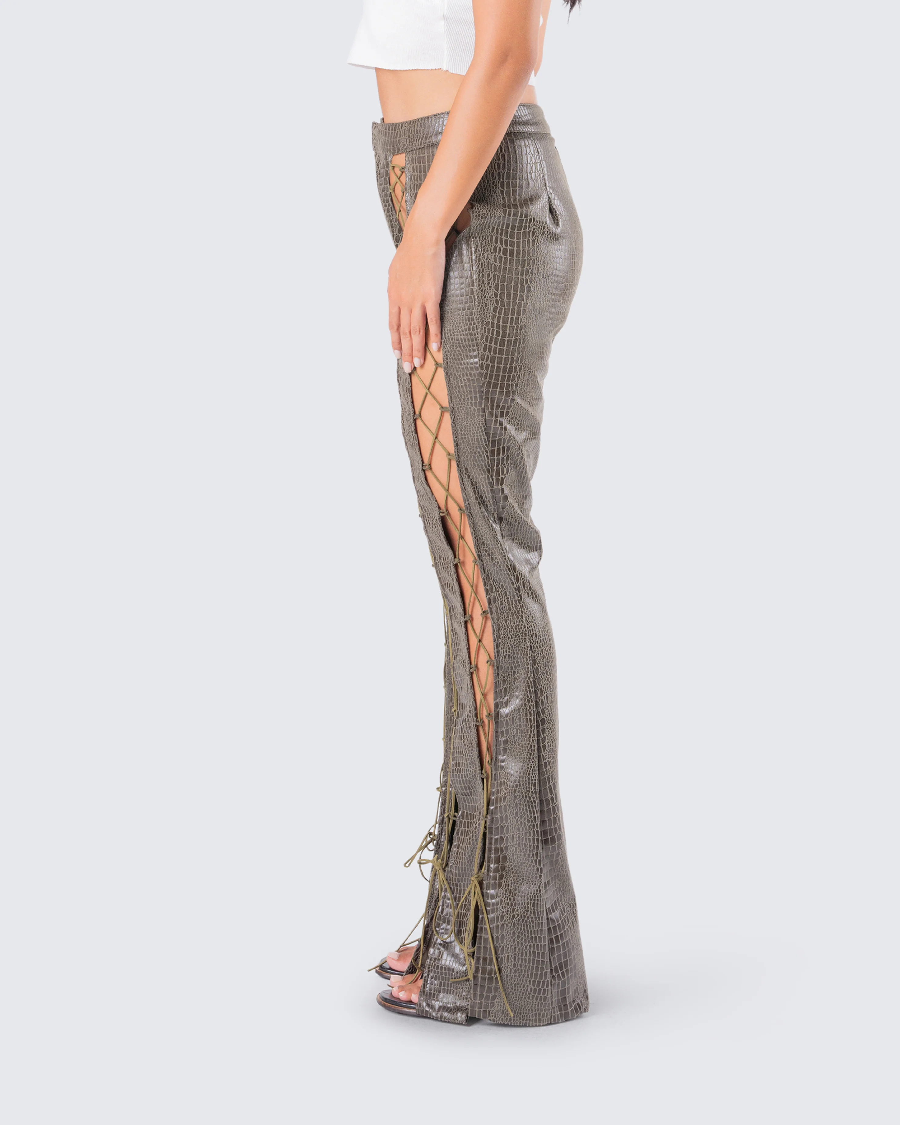 Jax Olive Lace Up Pants - Image 6