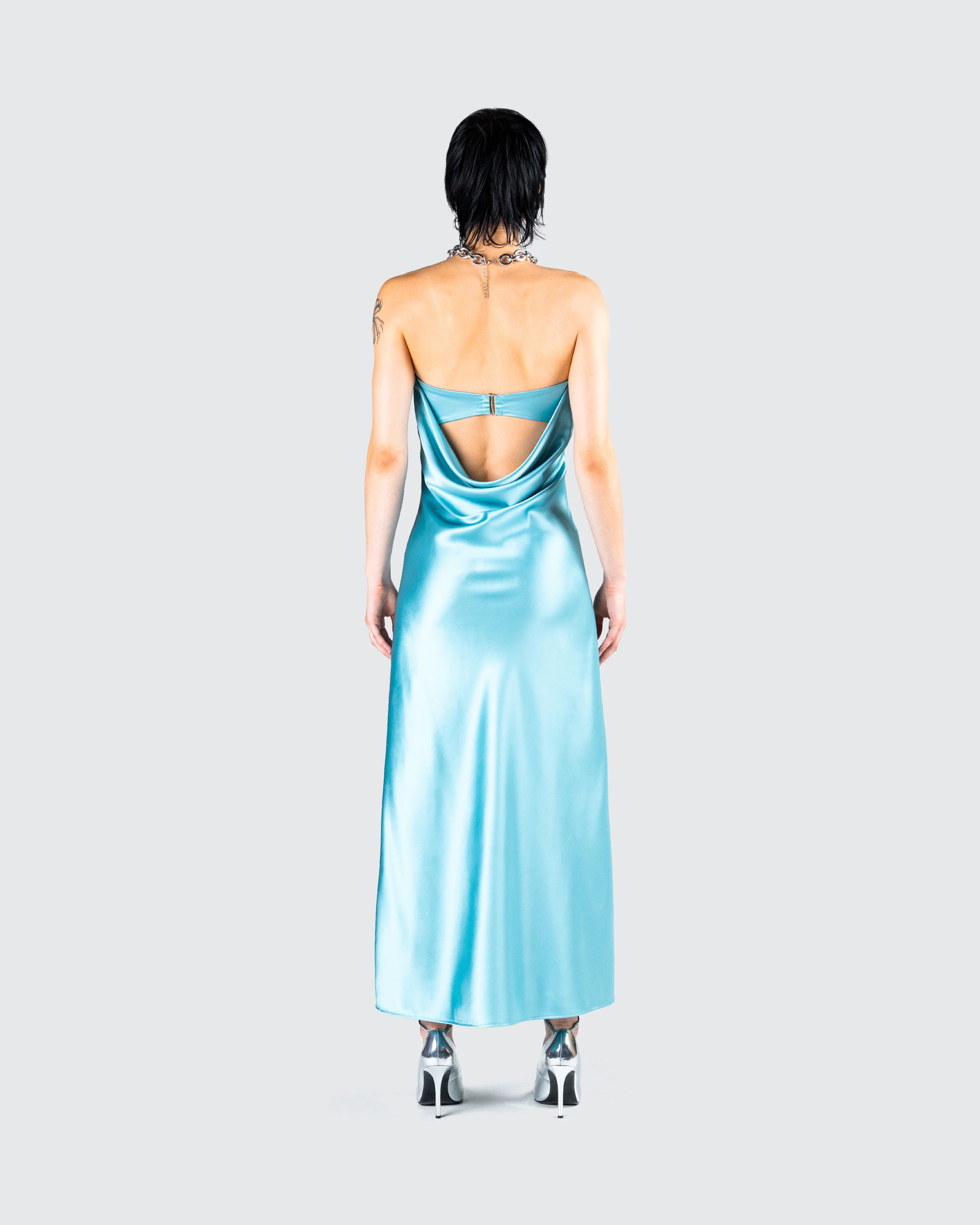 Jayden Aqua Strapless Dress - Image 7