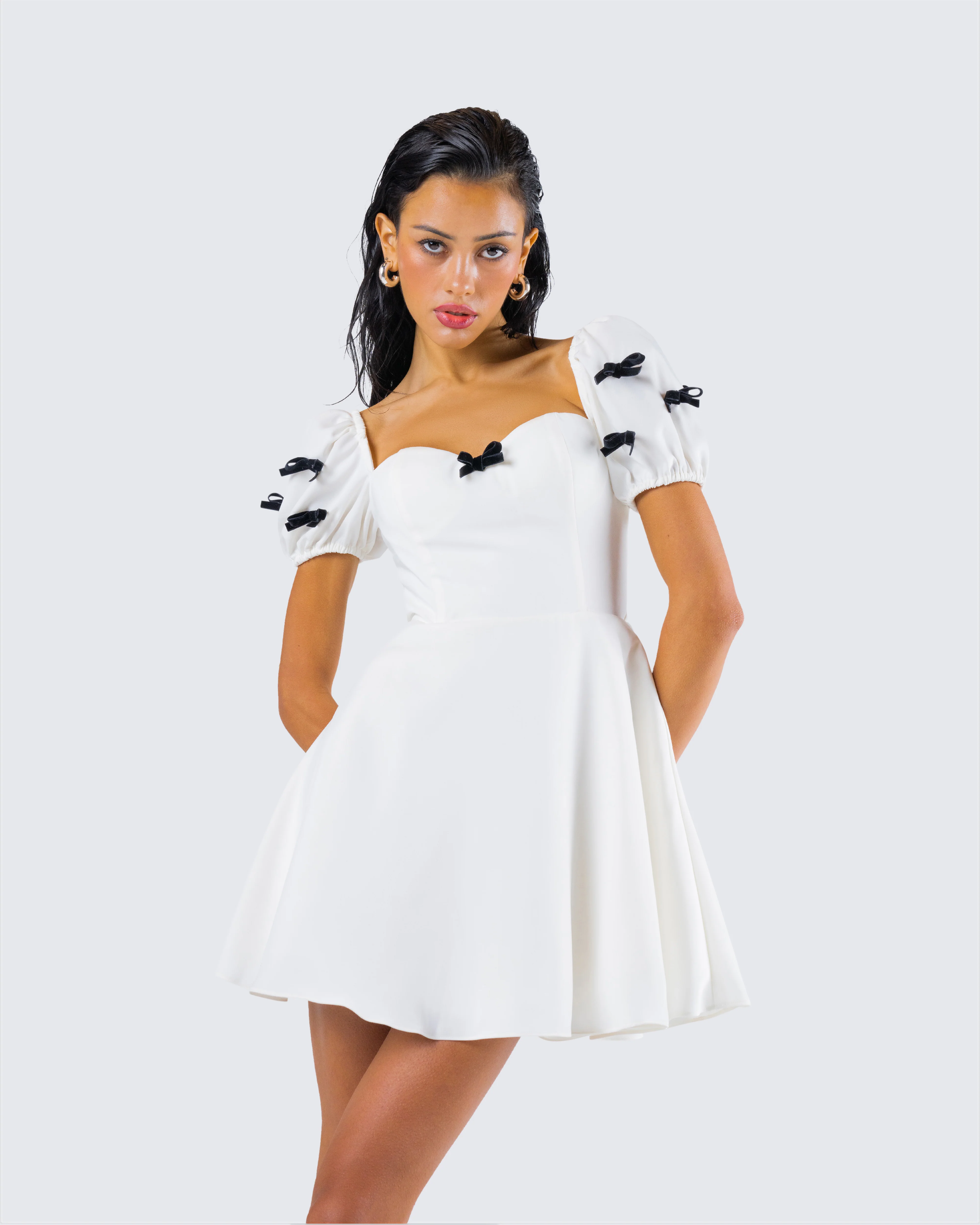 Jayla White Skater Mini Dress - Image 9