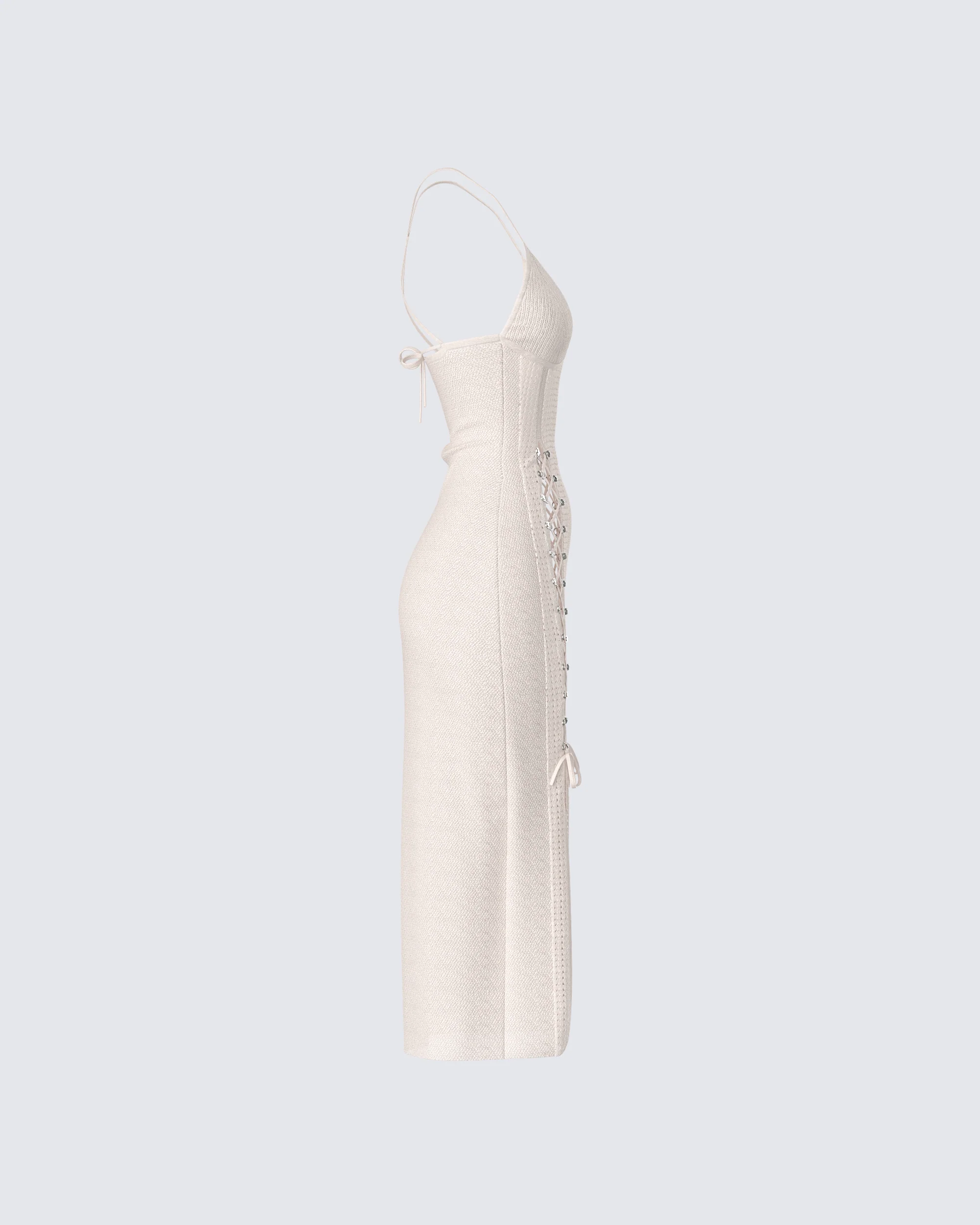 Jing Ivory Crochet Knit Midi Dress - Image 2