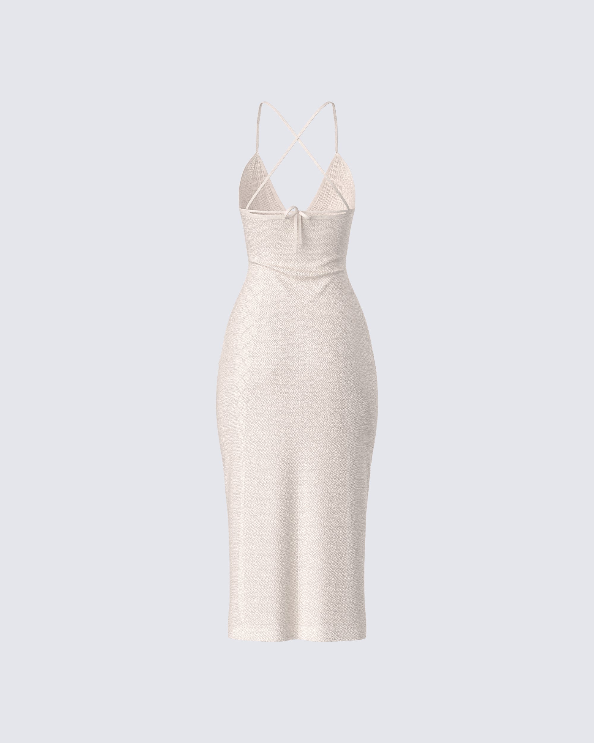 Jing Ivory Crochet Knit Midi Dress - Image 3