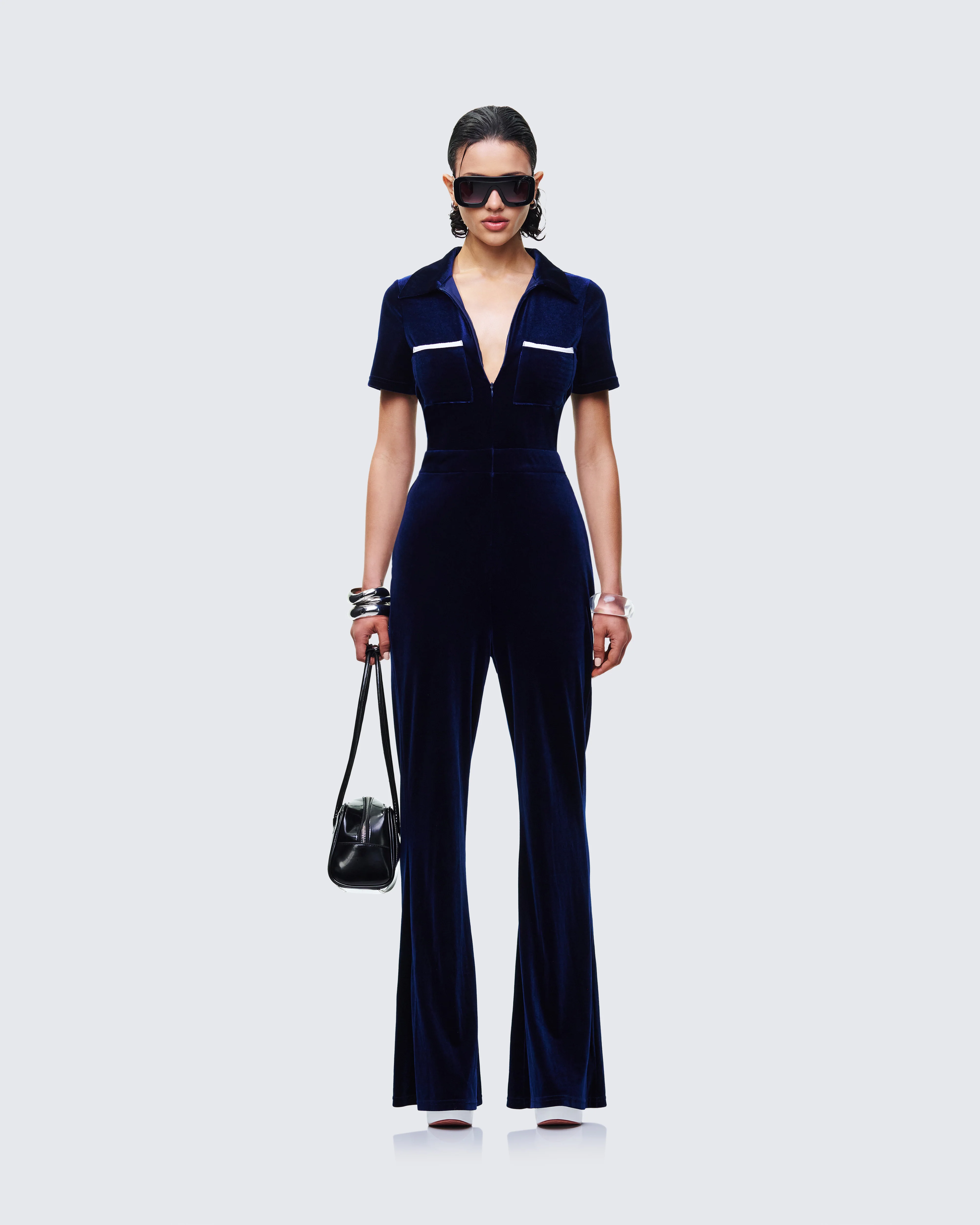 Joanna Navy Flared Jumpsuit - Image 2