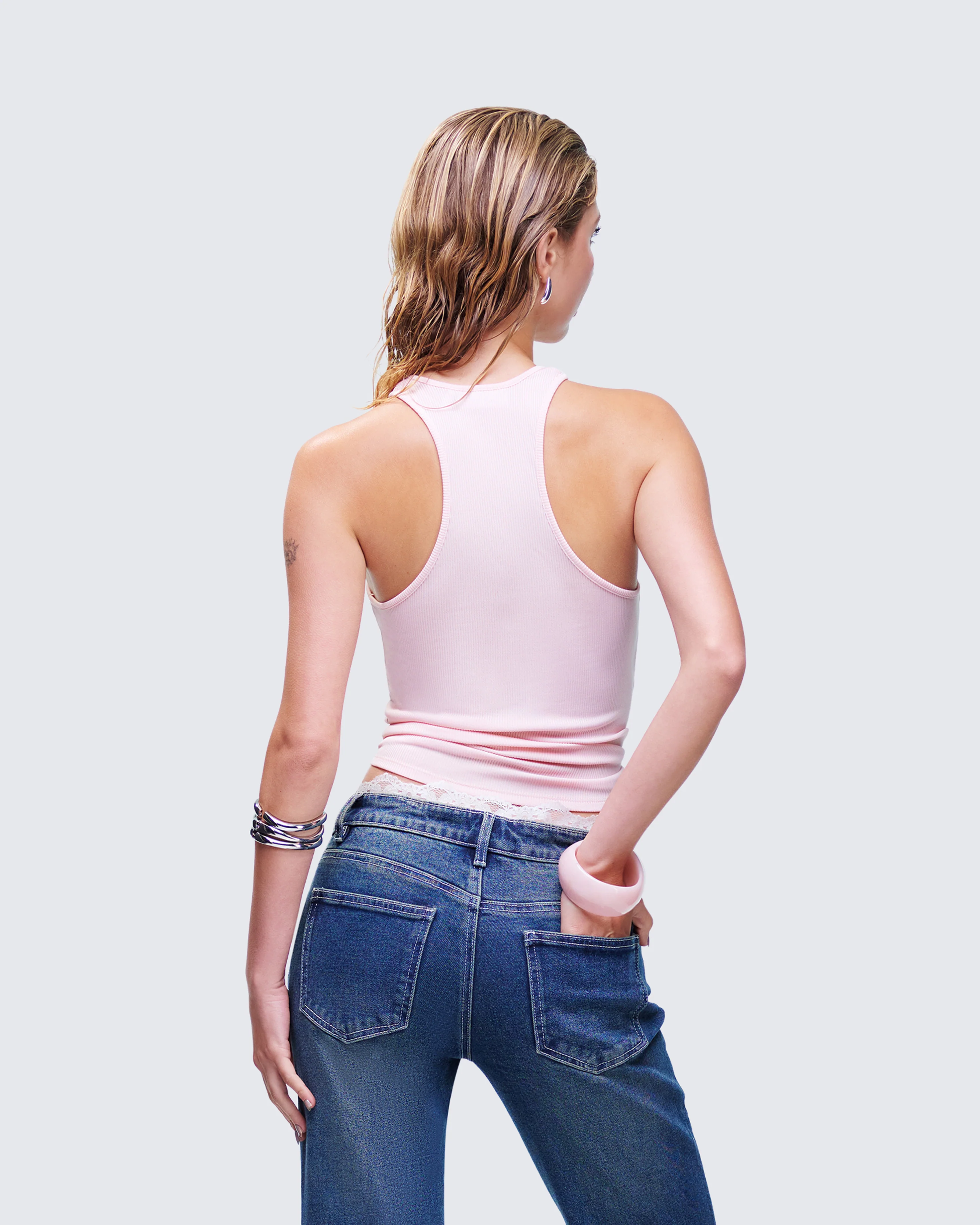 Joel Pink Ribbed Slogan Tank - Image 4