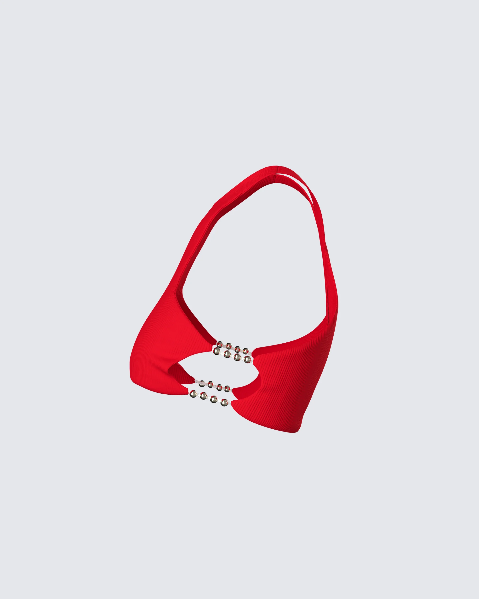 Jordy Red Rib Cropped Racer Top - Image 2