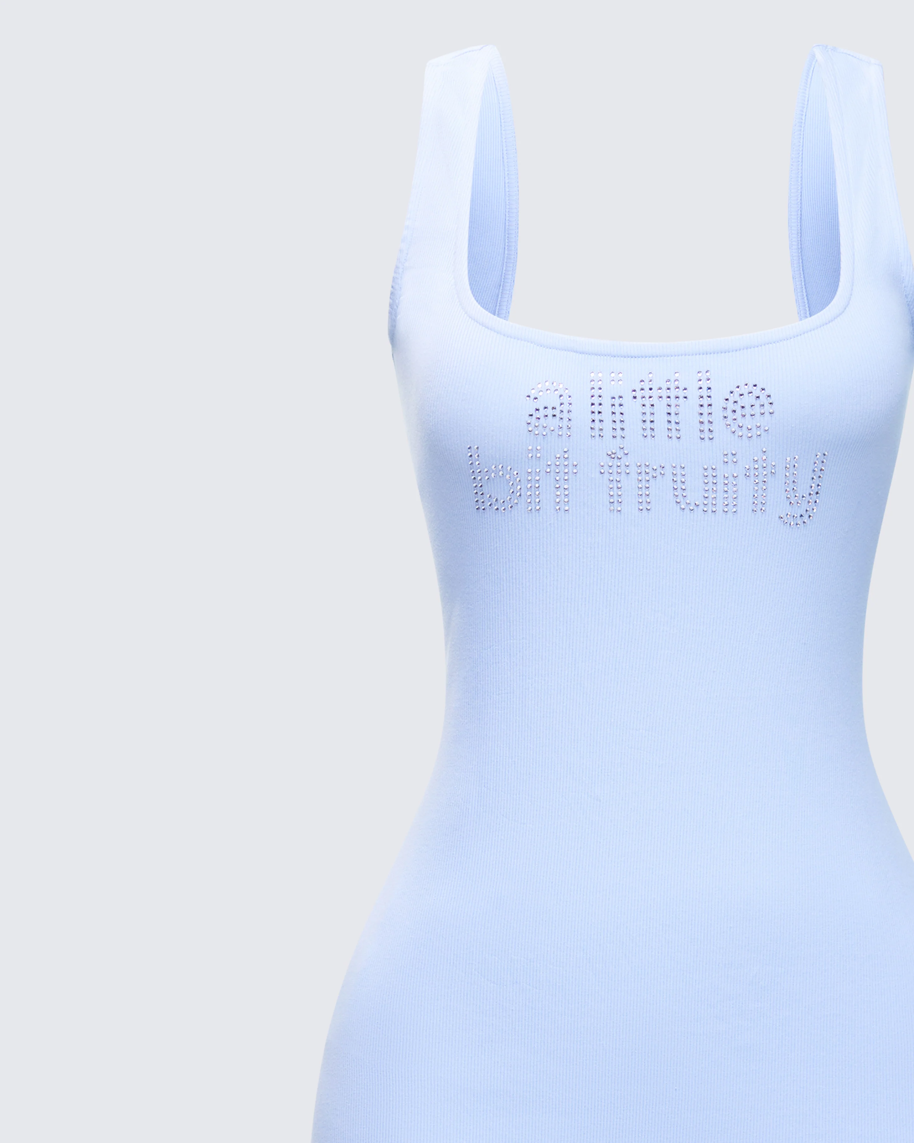 Jovie Blue Embellished Slogan Mini Dress - Image 6