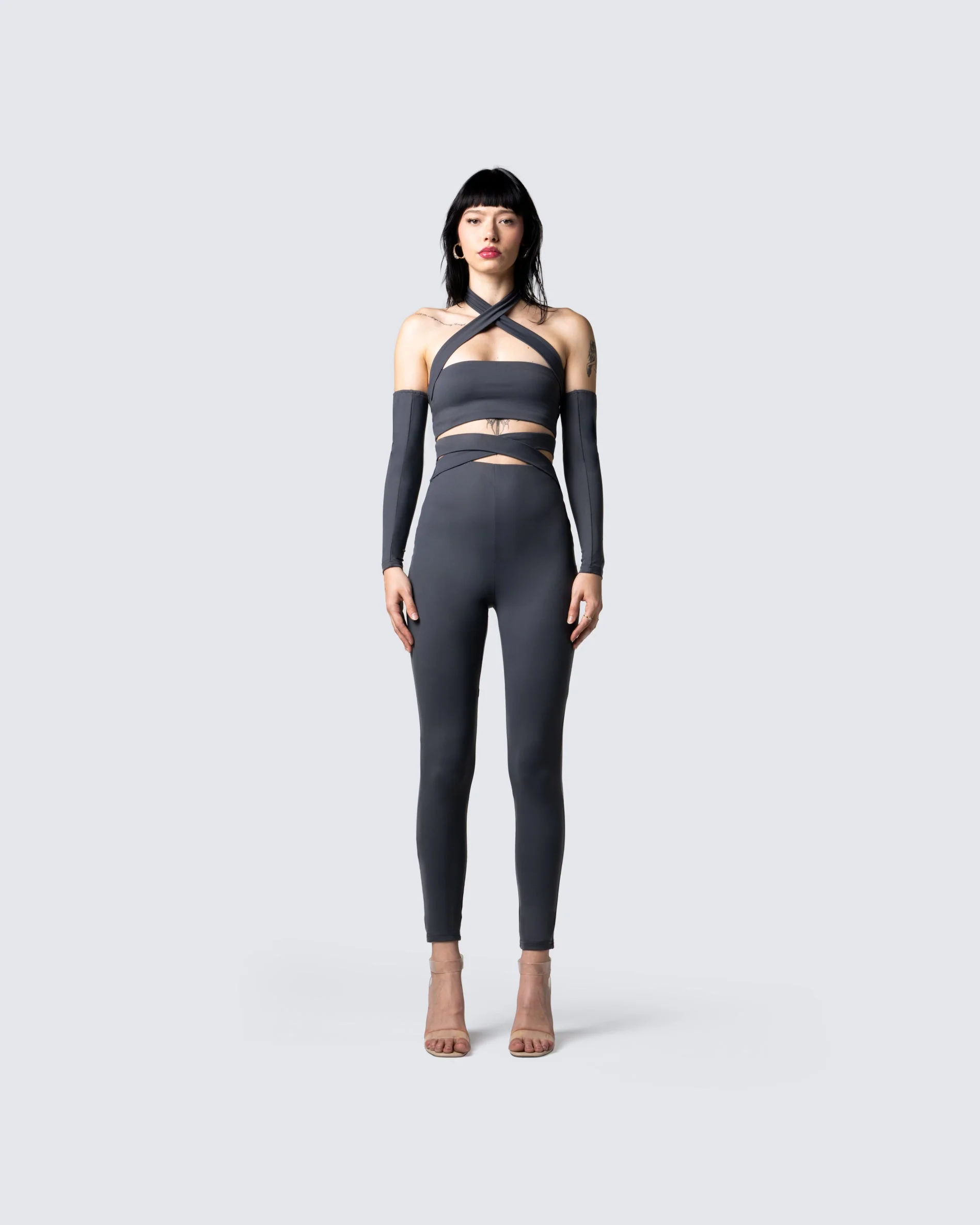 Jules Charcoal Cropped Top & Sleeves - Image 4