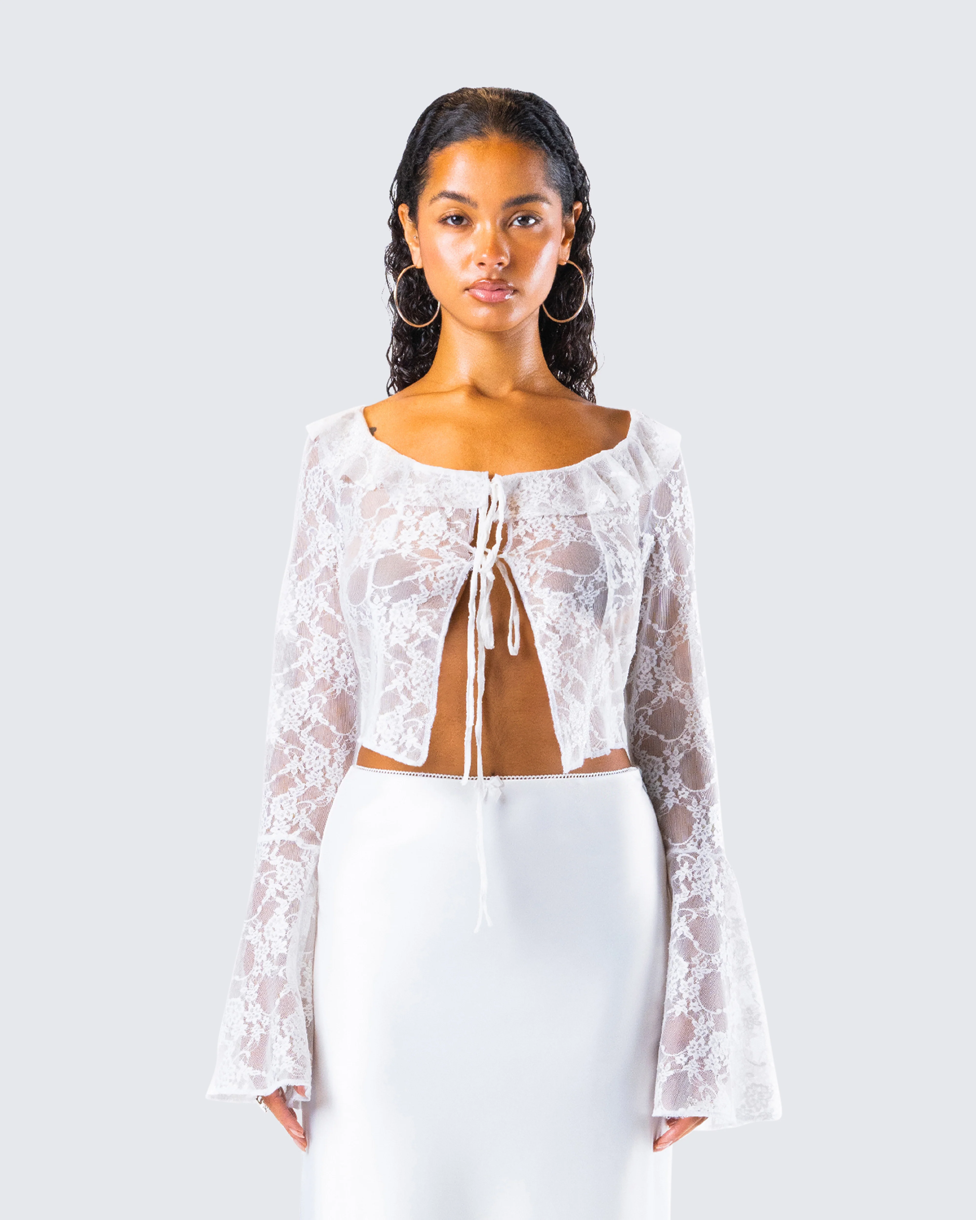 Juliet White Lace Ruffle Top - Image 4