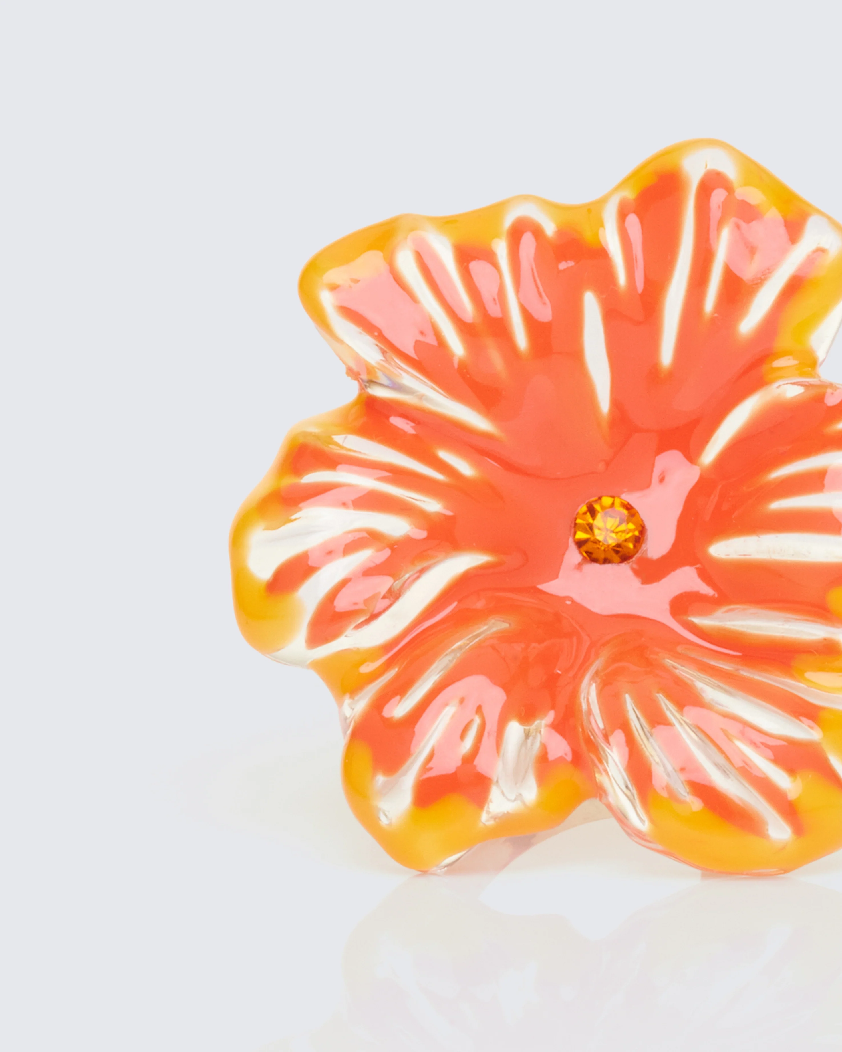 Juni Orange Plumeria Flower Ring - Image 3
