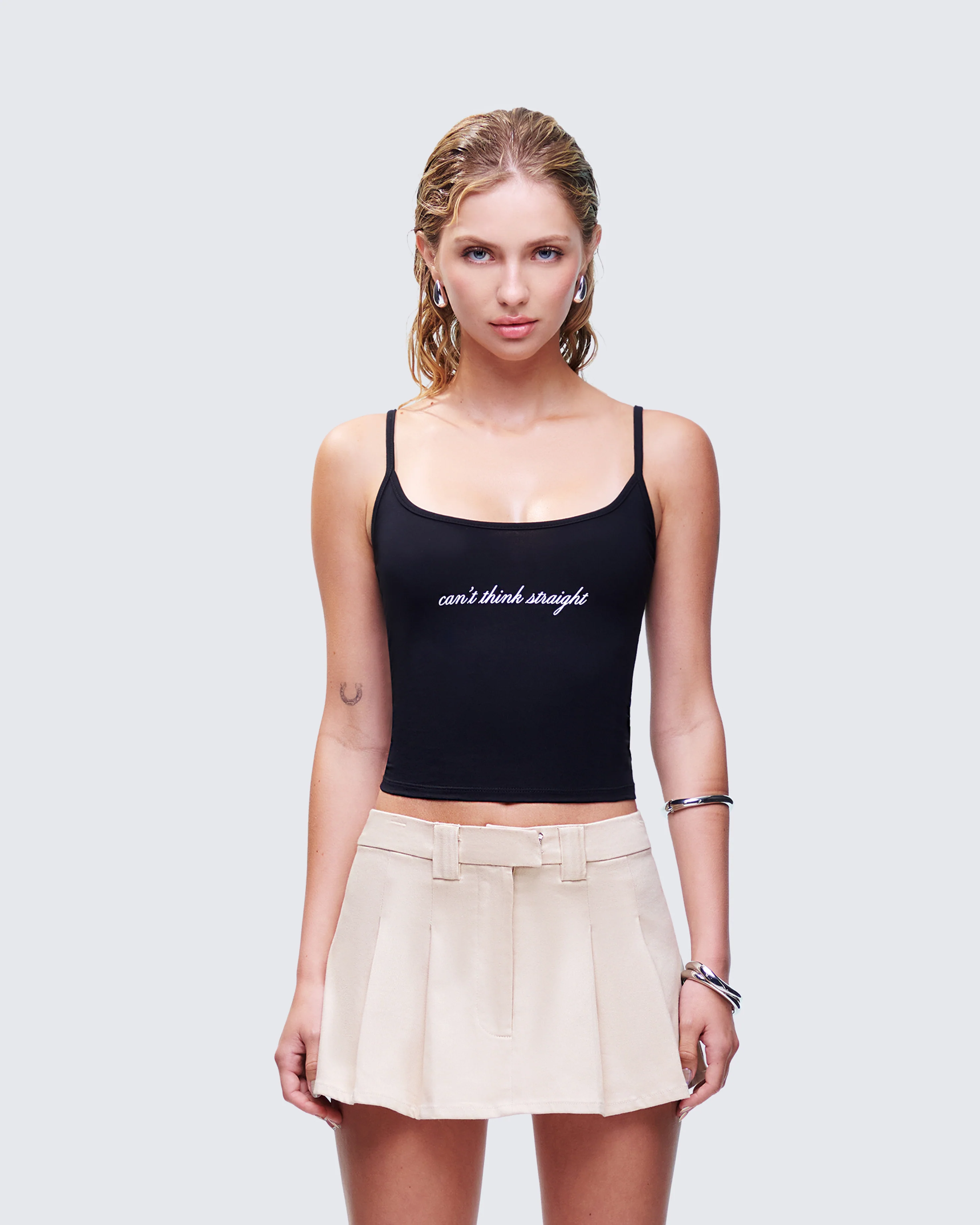 Kacie Black Slogan Cami Top - Image 2