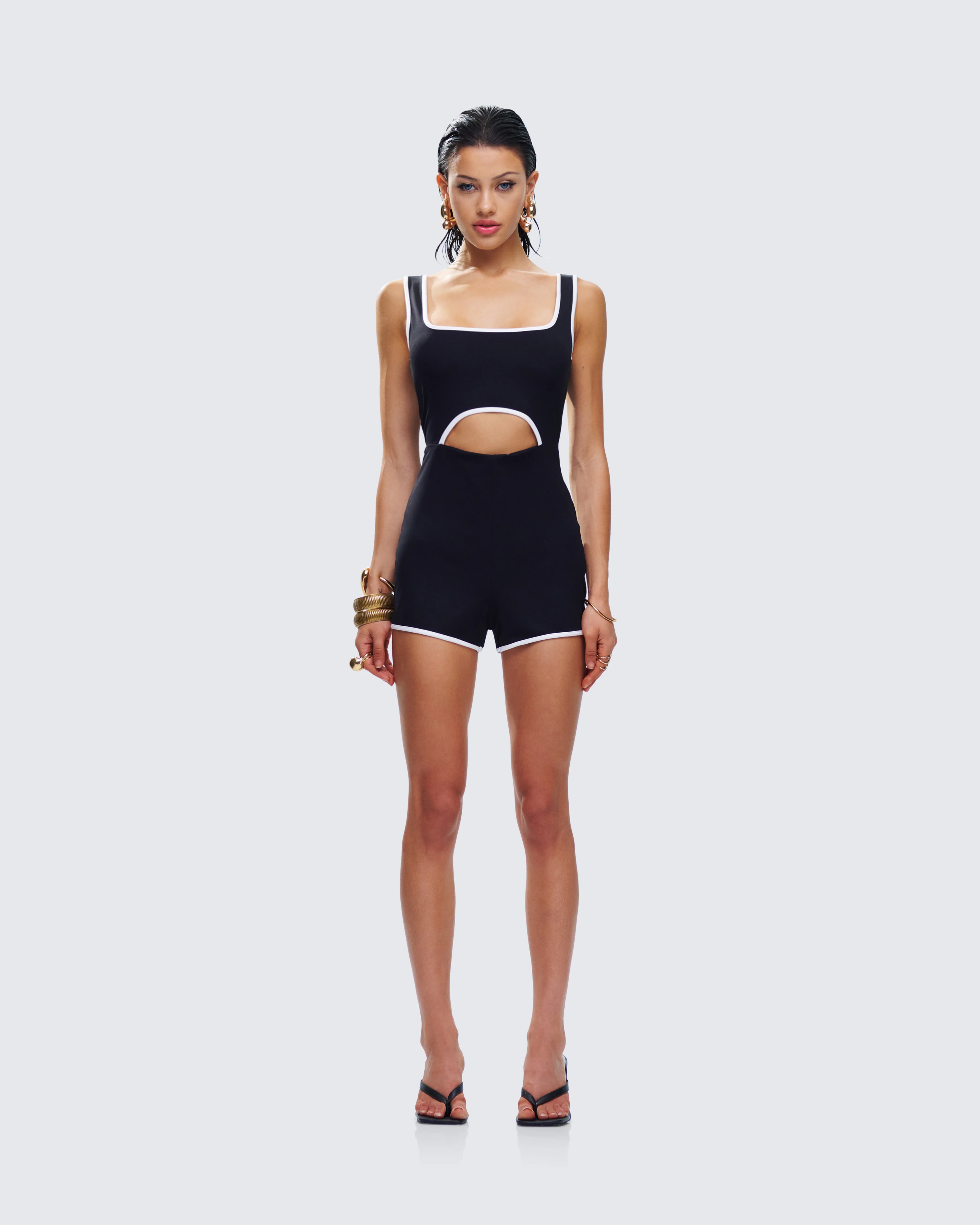 Kaede Black Contrast Binding Onesie - Image 4