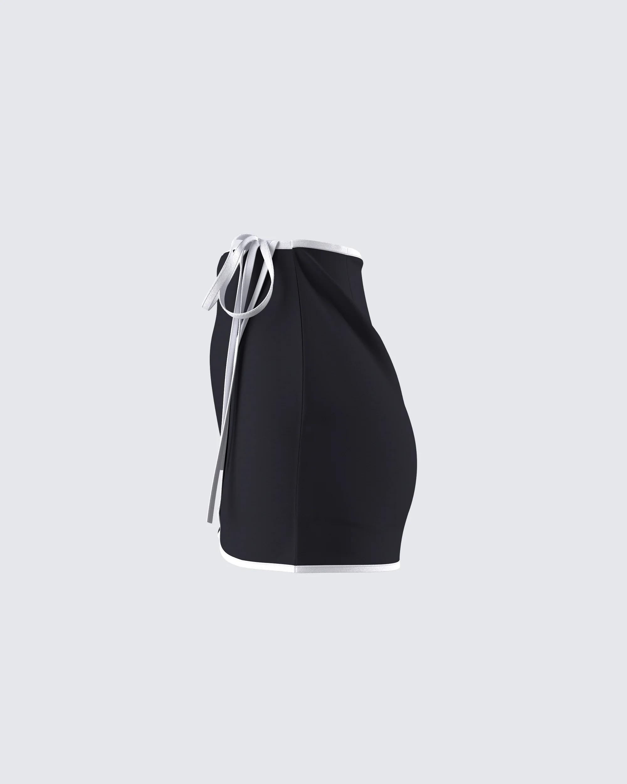 Kaede Black Contrast Binding Wrap Skirt - Image 2