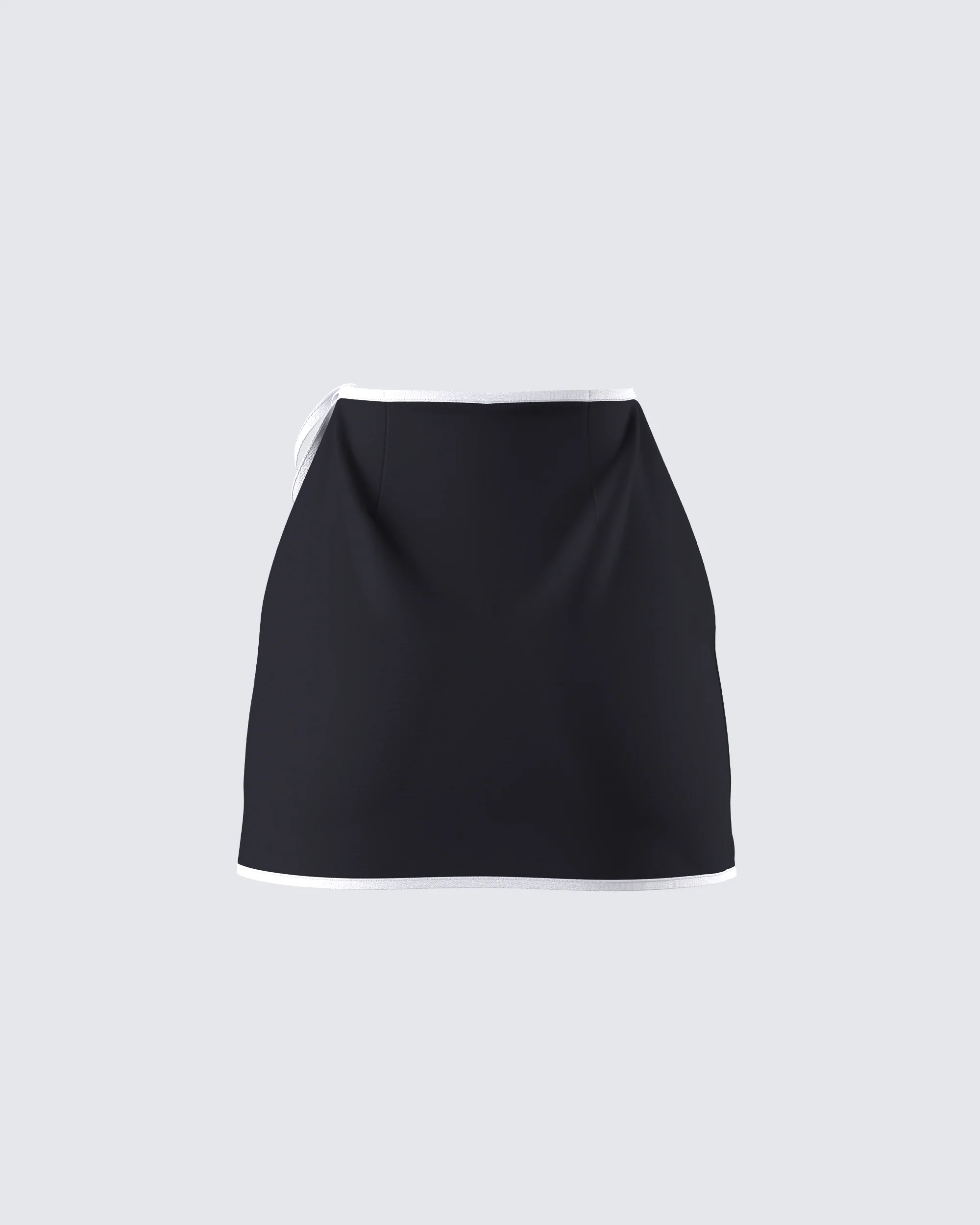 Kaede Black Contrast Binding Wrap Skirt - Image 3