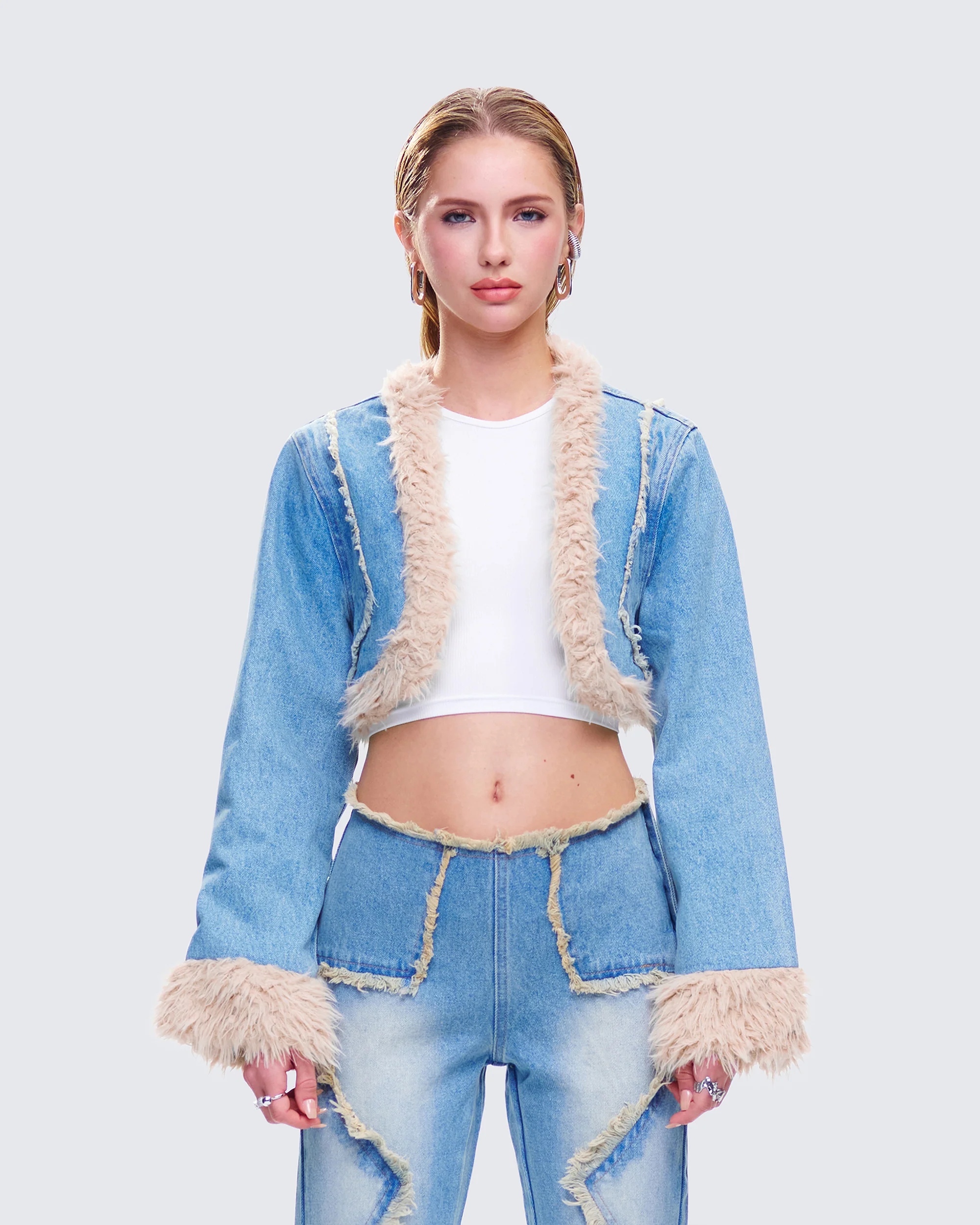 Kaiana Blue Denim Cropped Jacket - Image 4