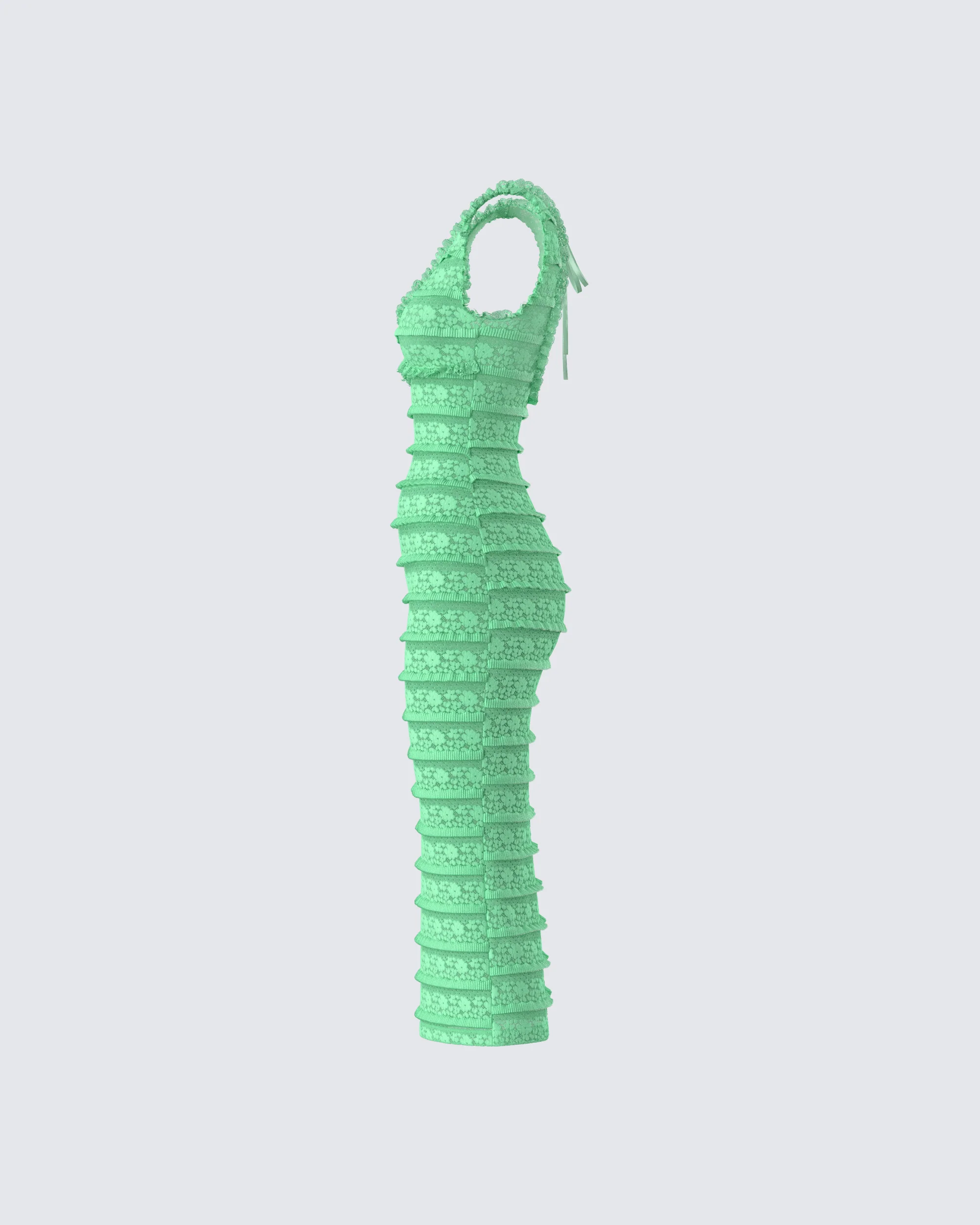 Kairi Green Ruffle Trim Midi Dress - Image 2