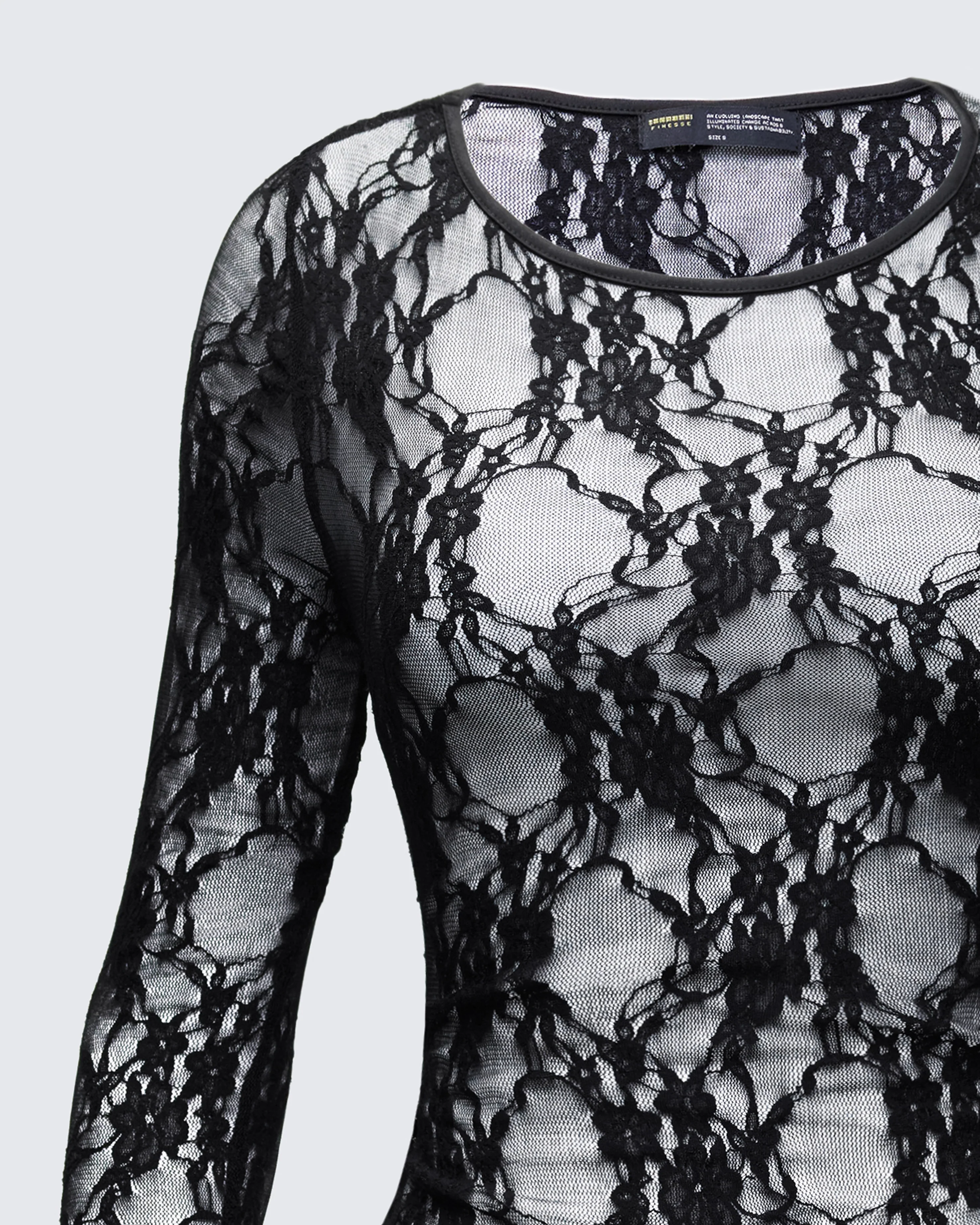 Kaito Black Lace Long Sleeve Top - Image 6