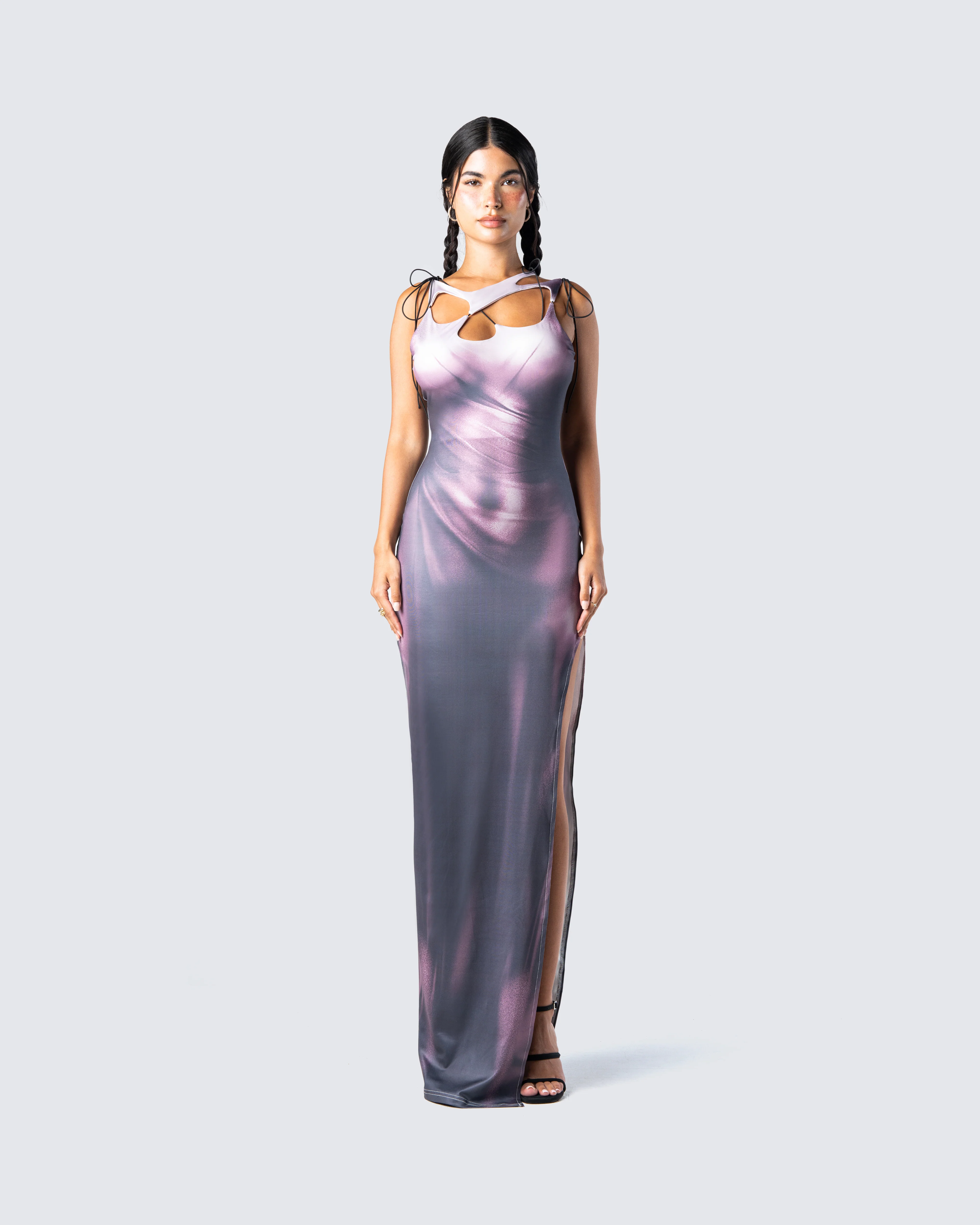 Kala Maroon Body Print Midi Dress - Image 4