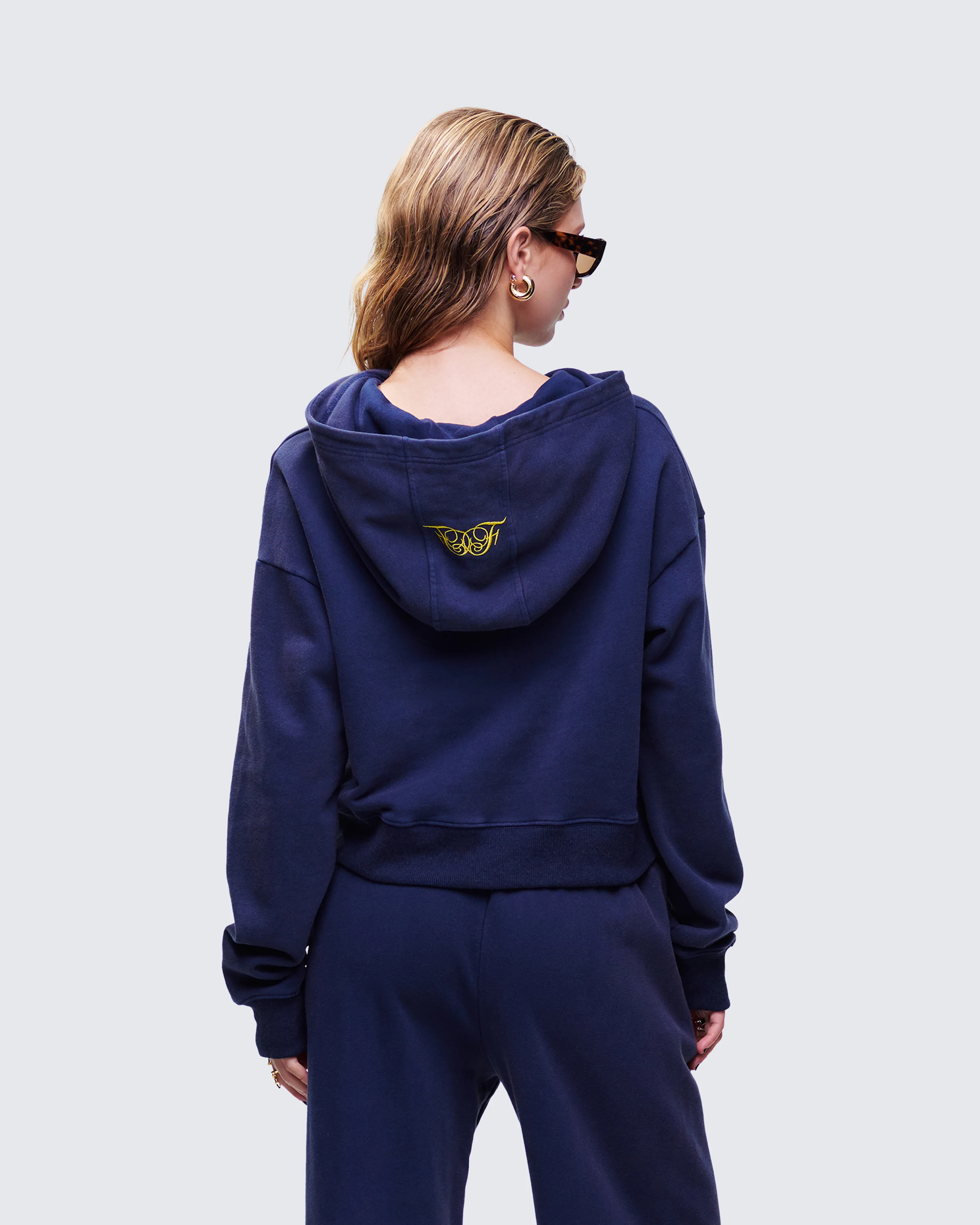 Kamilah Blue Acid Wash Hooded Sweater - Image 4