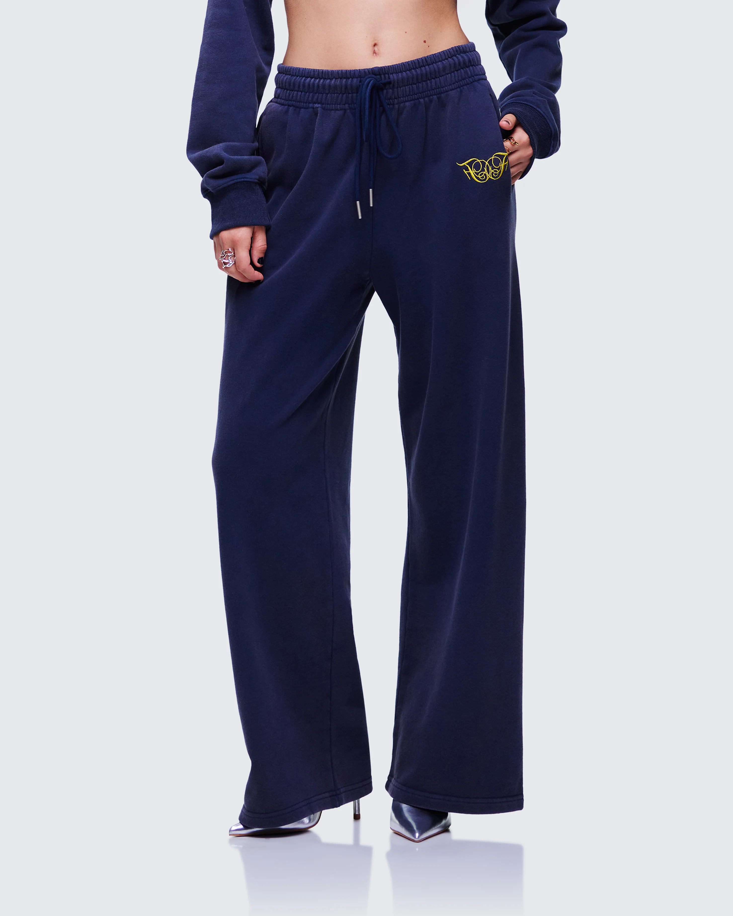 Kamilah Blue Acid Wash Wide Leg Sweat Pant - Image 3
