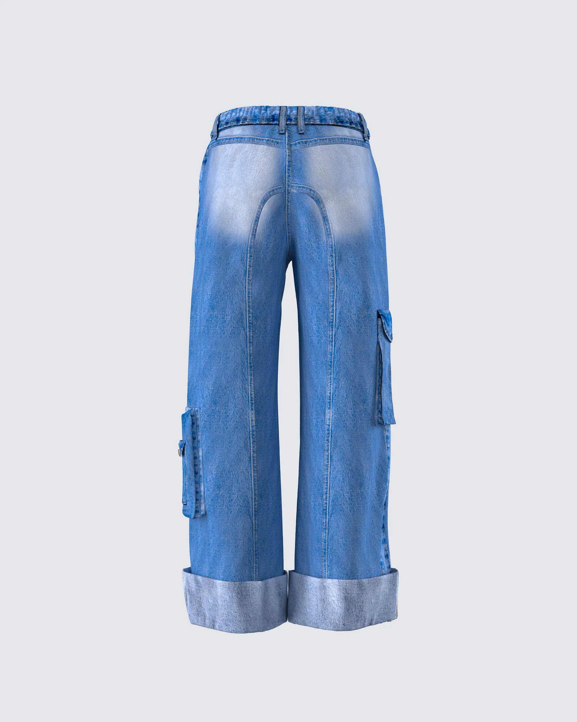 Karen Blue Denim Cargo Pant - Image 3