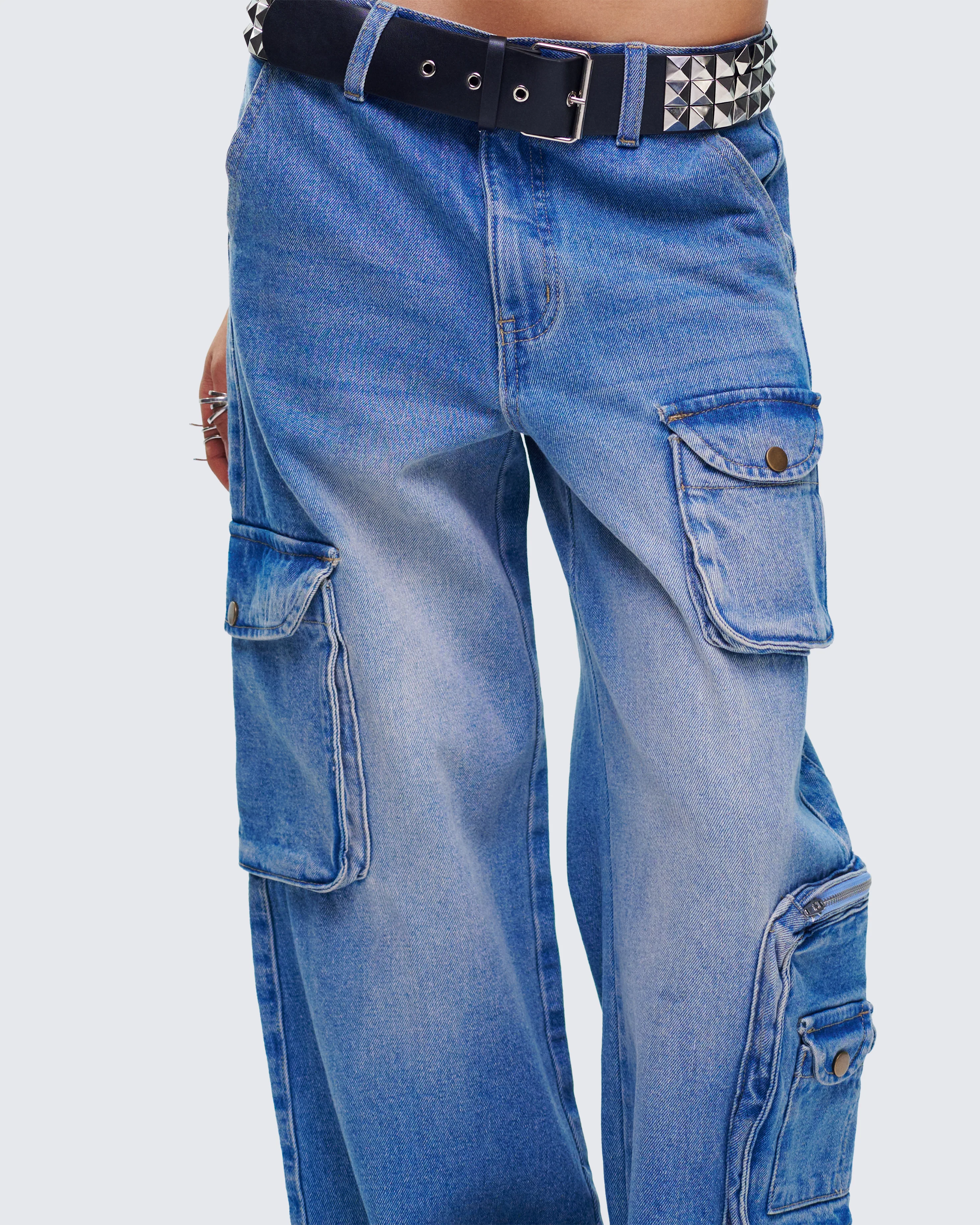 Karen Blue Denim Cargo Pant - Image 7