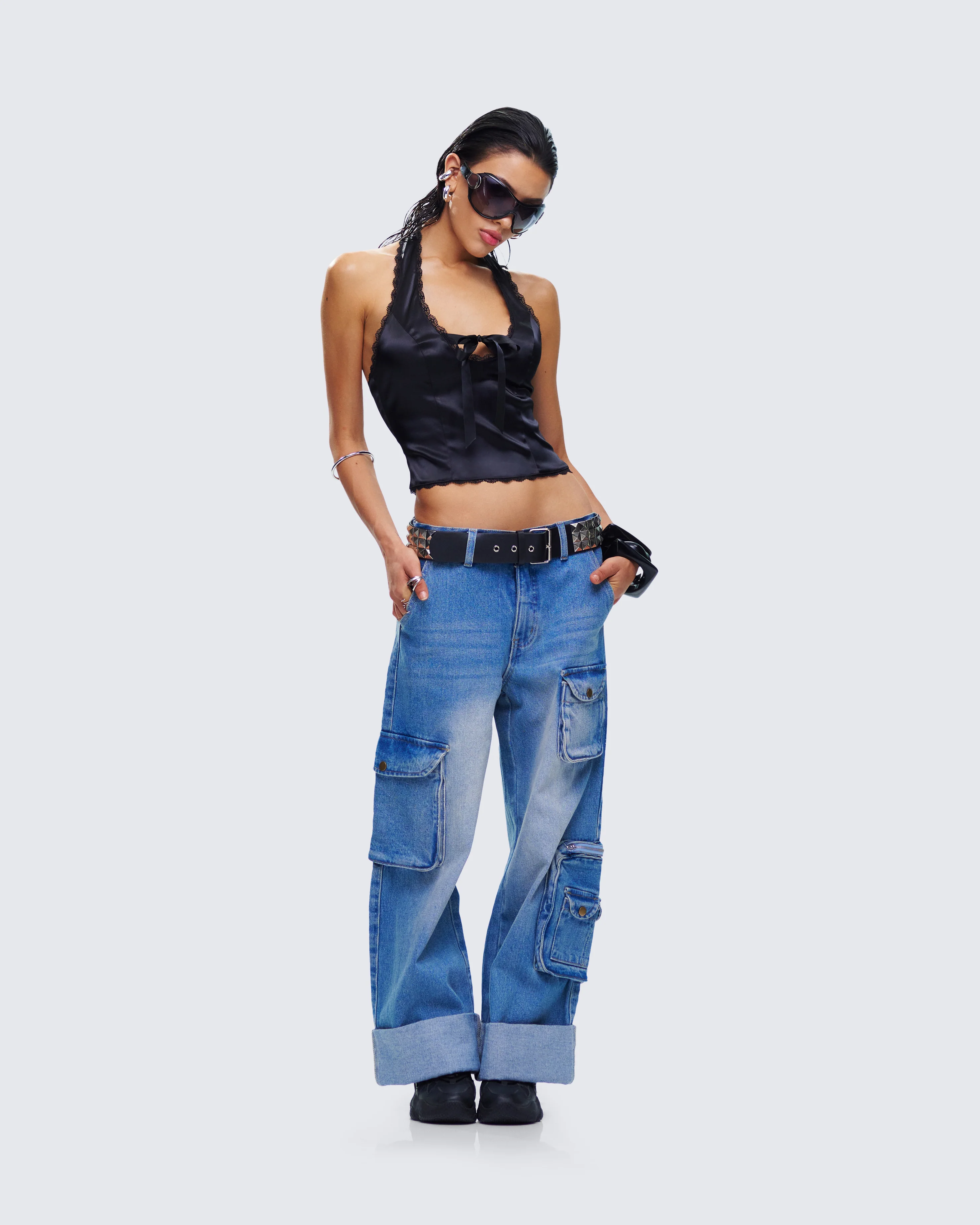 Karen Blue Denim Cargo Pant - Image 8
