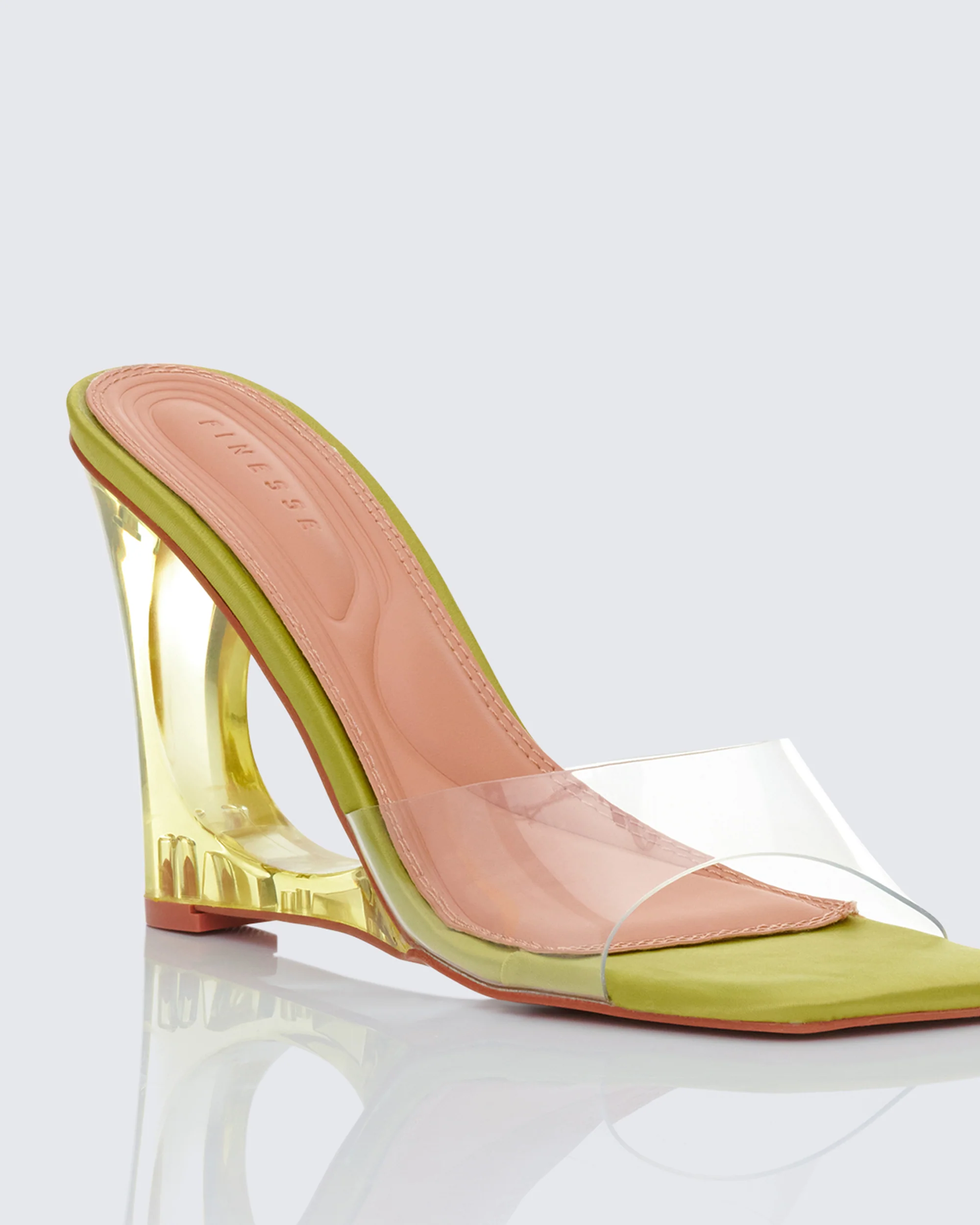 Karla Green Perspex Wedge Sandal - Image 4
