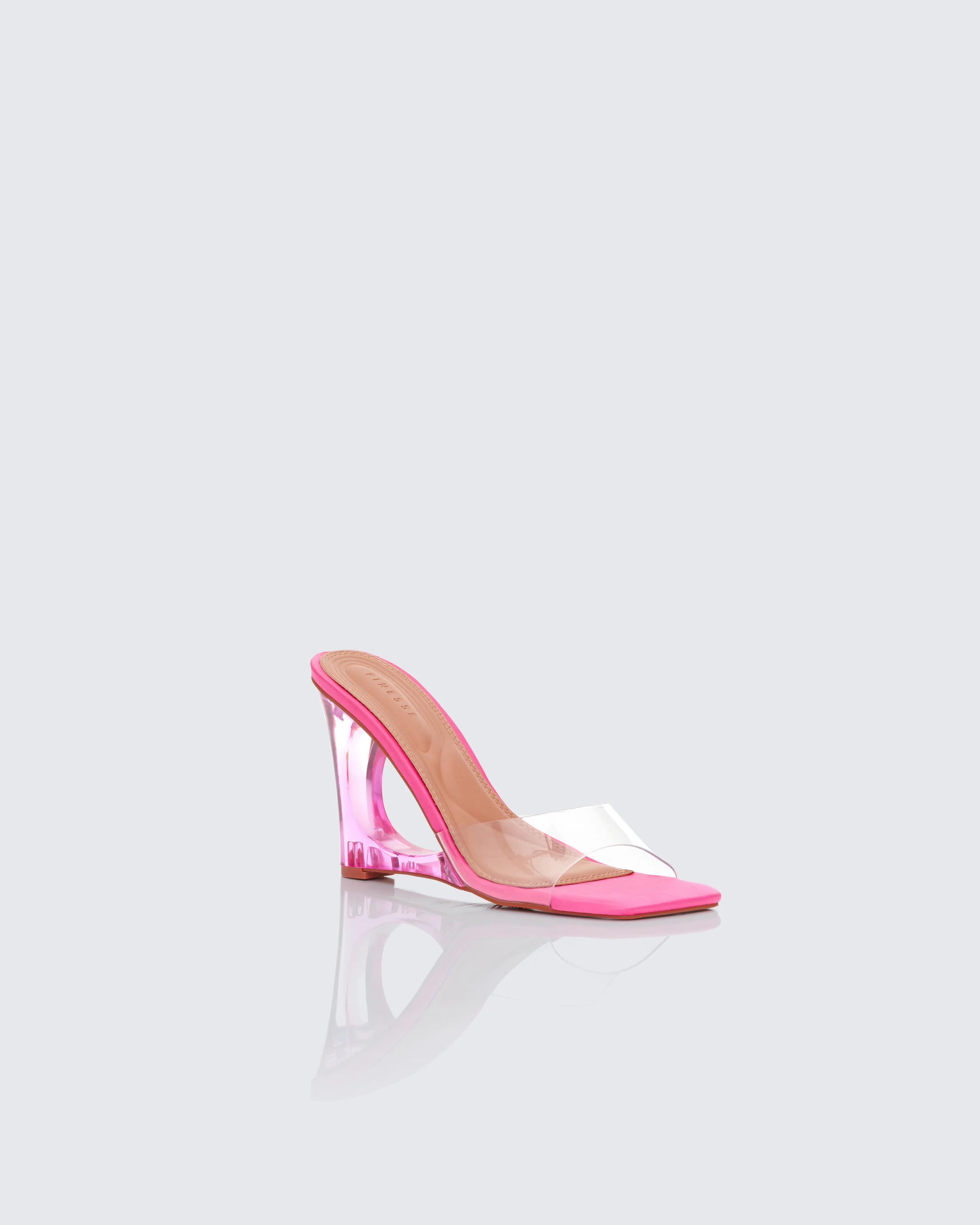 Karla Pink Perspex Wedge Sandal - Image 2