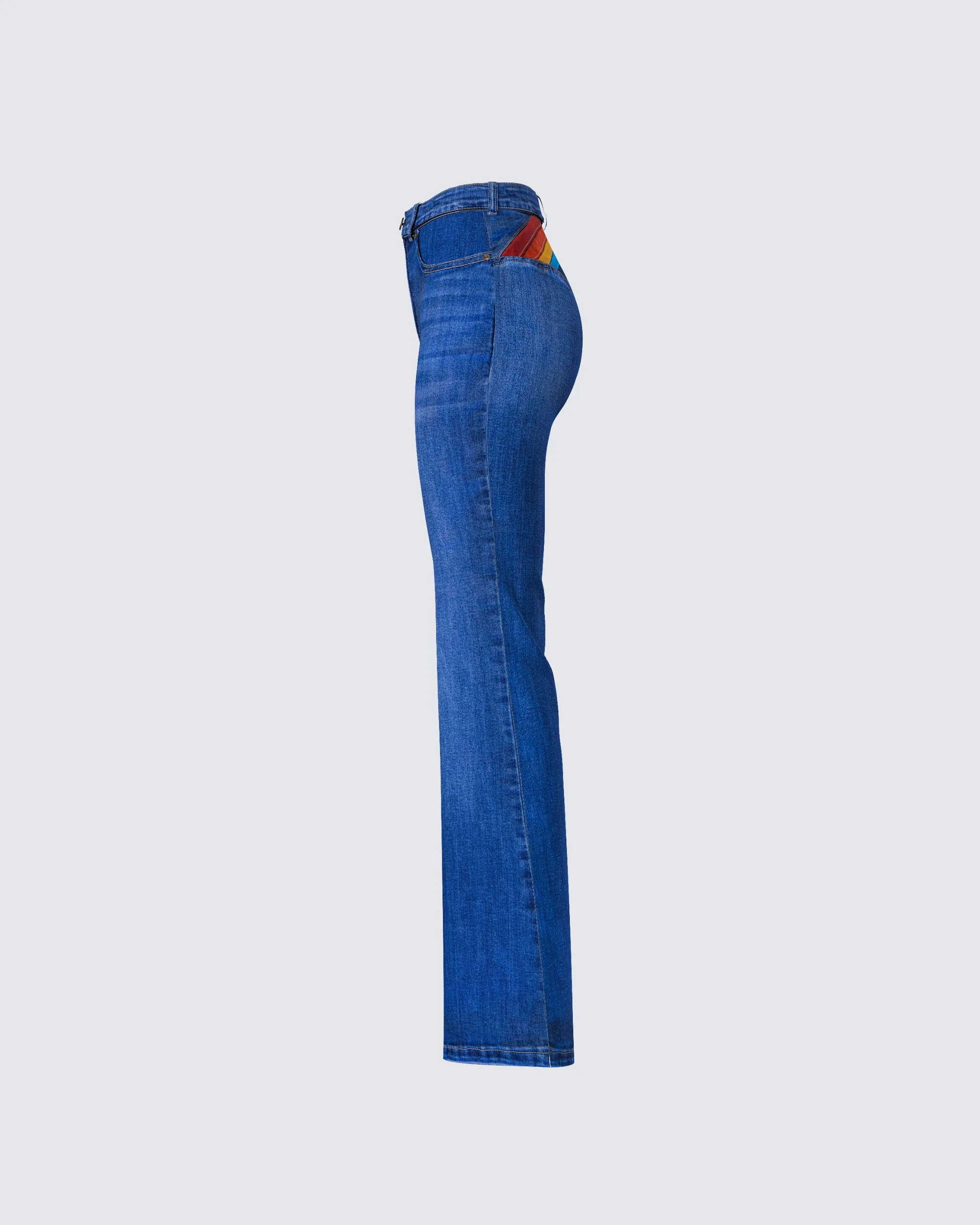 Kass High Rise Blue Denim Rainbow Jean - Image 2