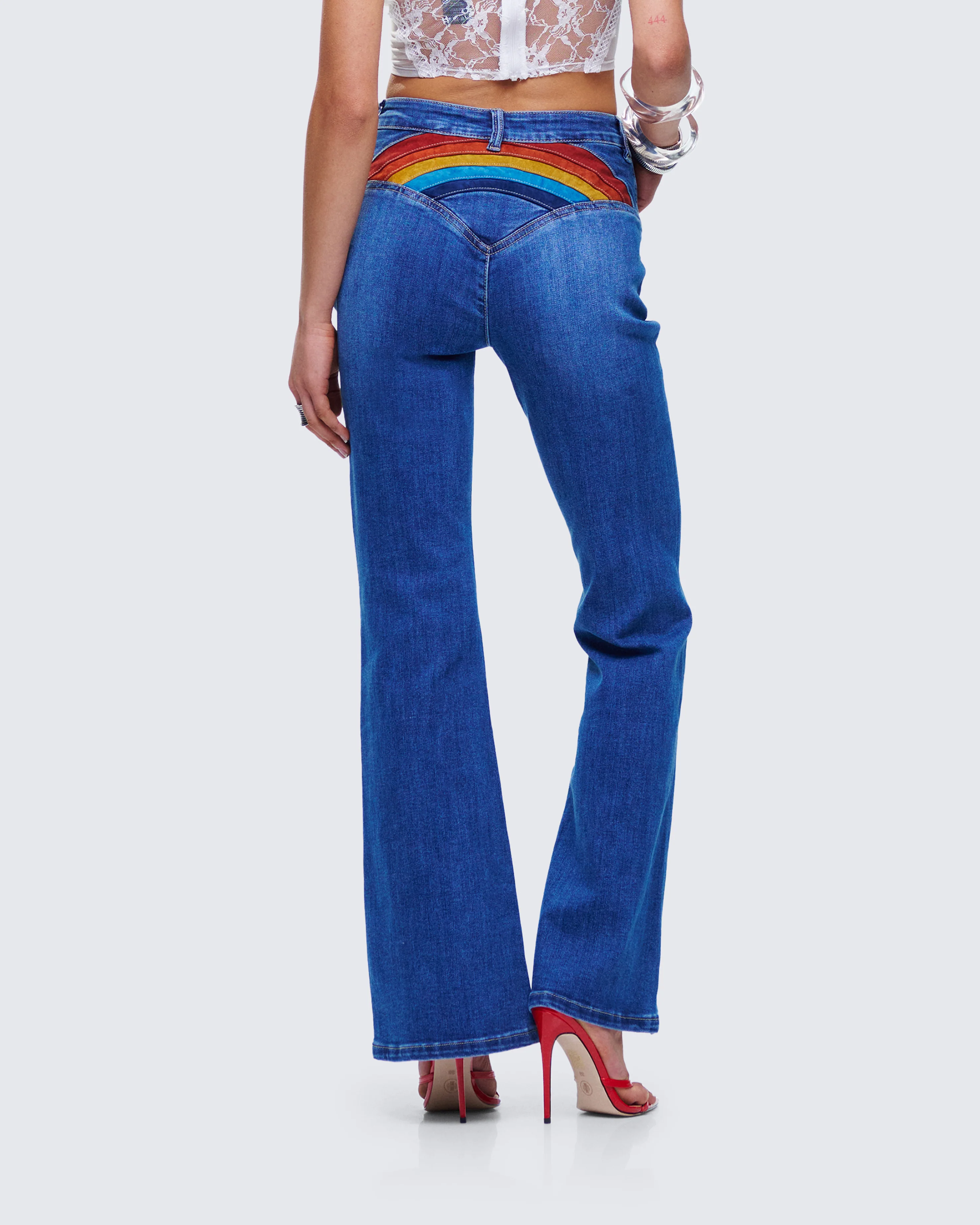 Kass High Rise Blue Denim Rainbow Jean - Image 6