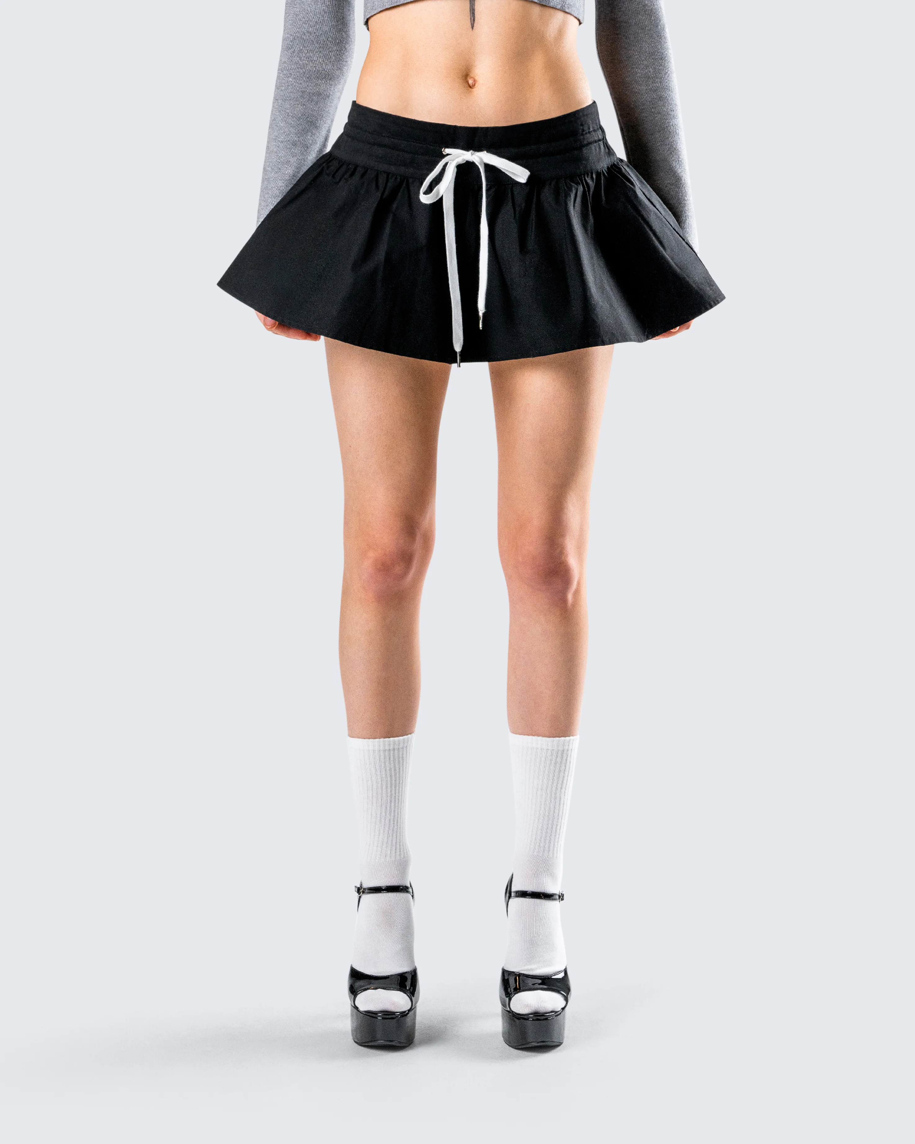 Kata Black Flounce Mini Skirt - Image 2