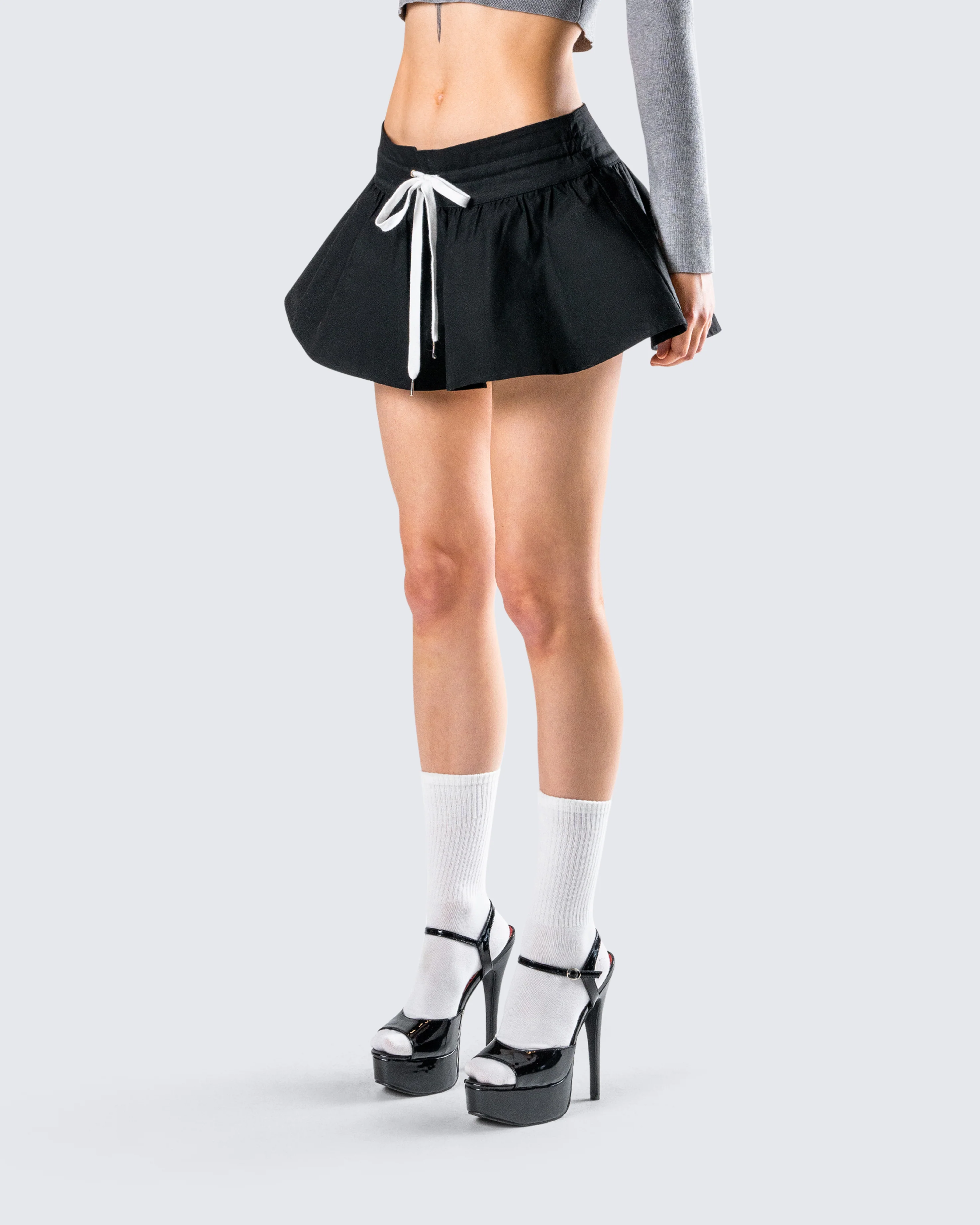 Kata Black Flounce Mini Skirt - Image 3