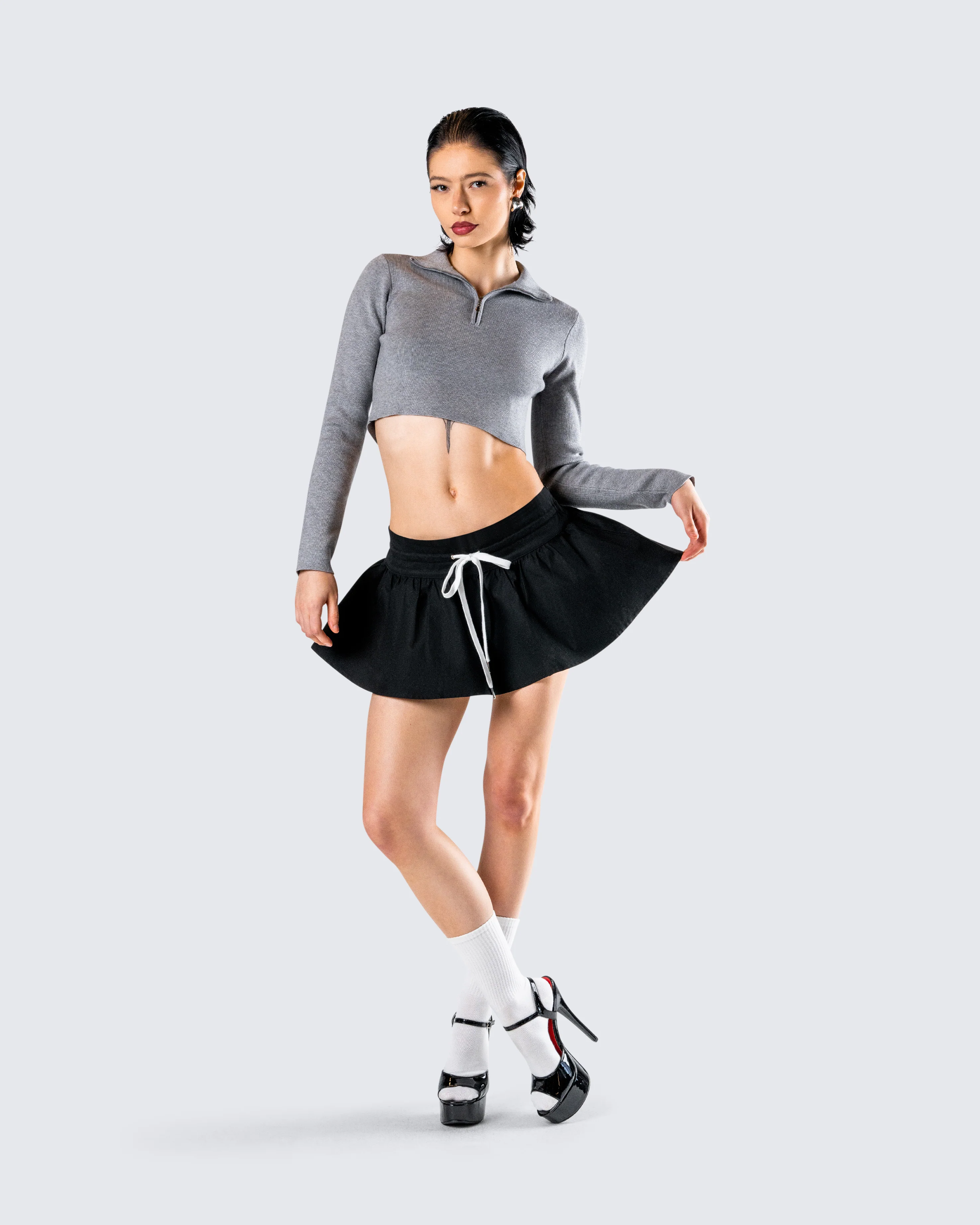 Kata Black Flounce Mini Skirt - Image 7