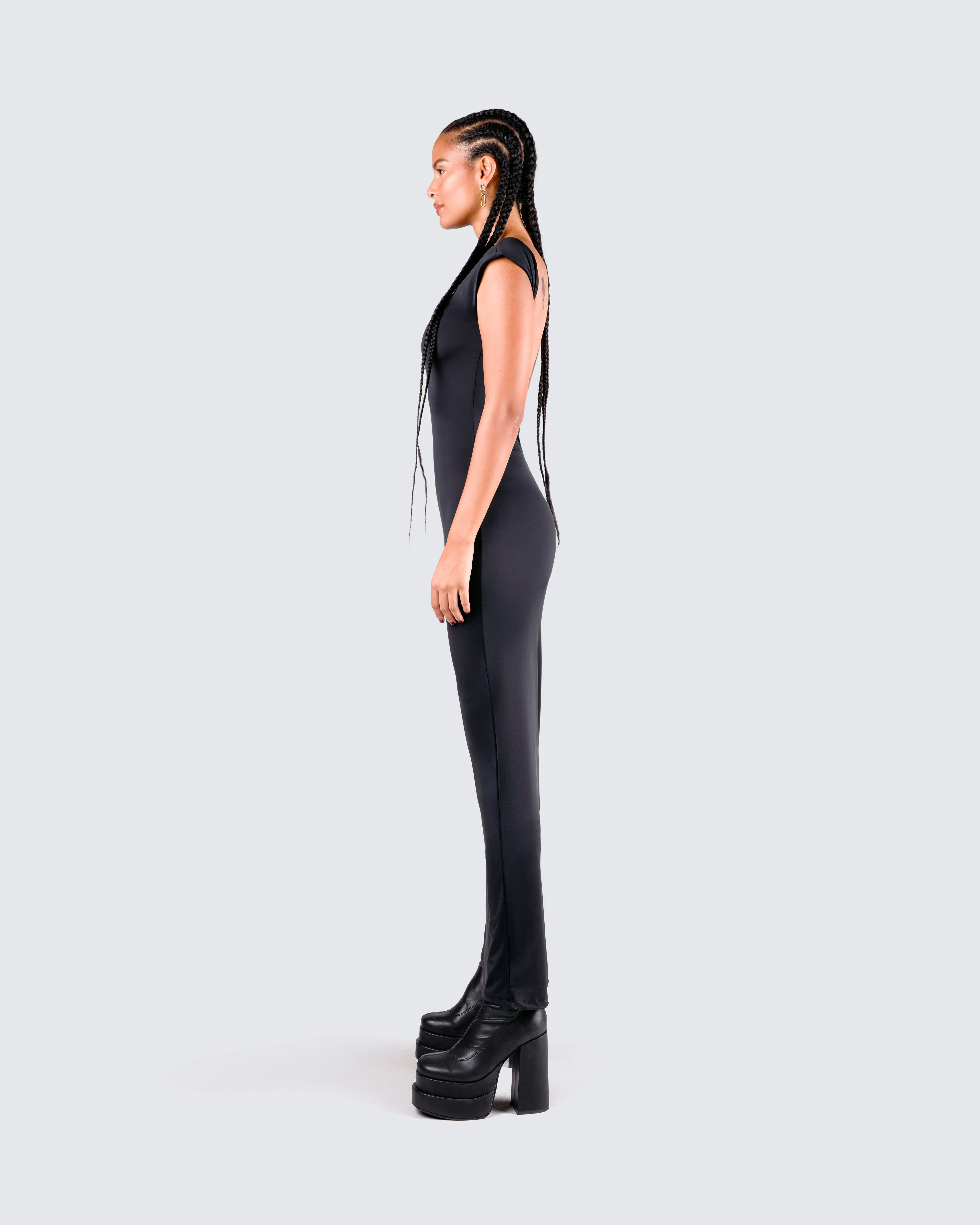 Kath Black Jersey Backless Dress - Image 5