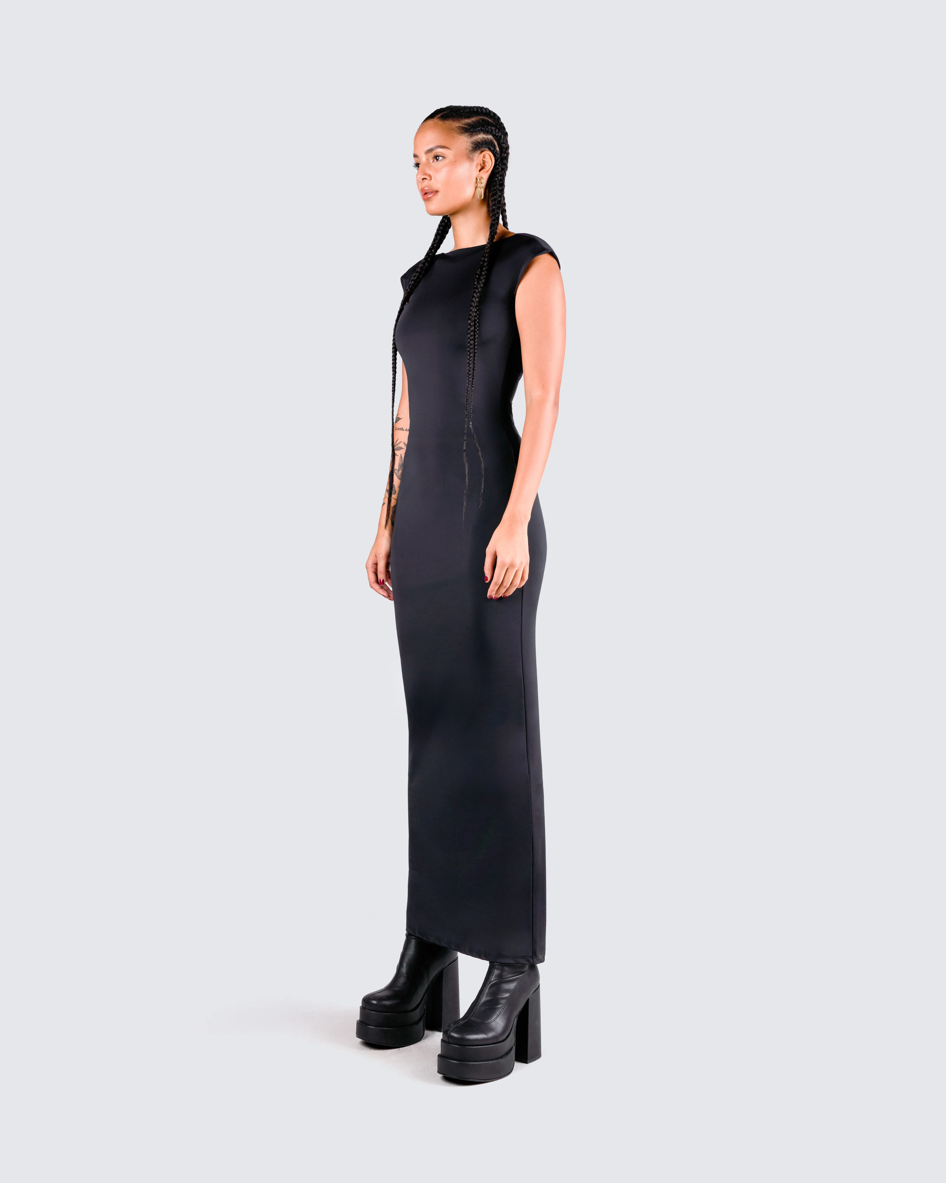 Kath Black Jersey Backless Dress - Image 7