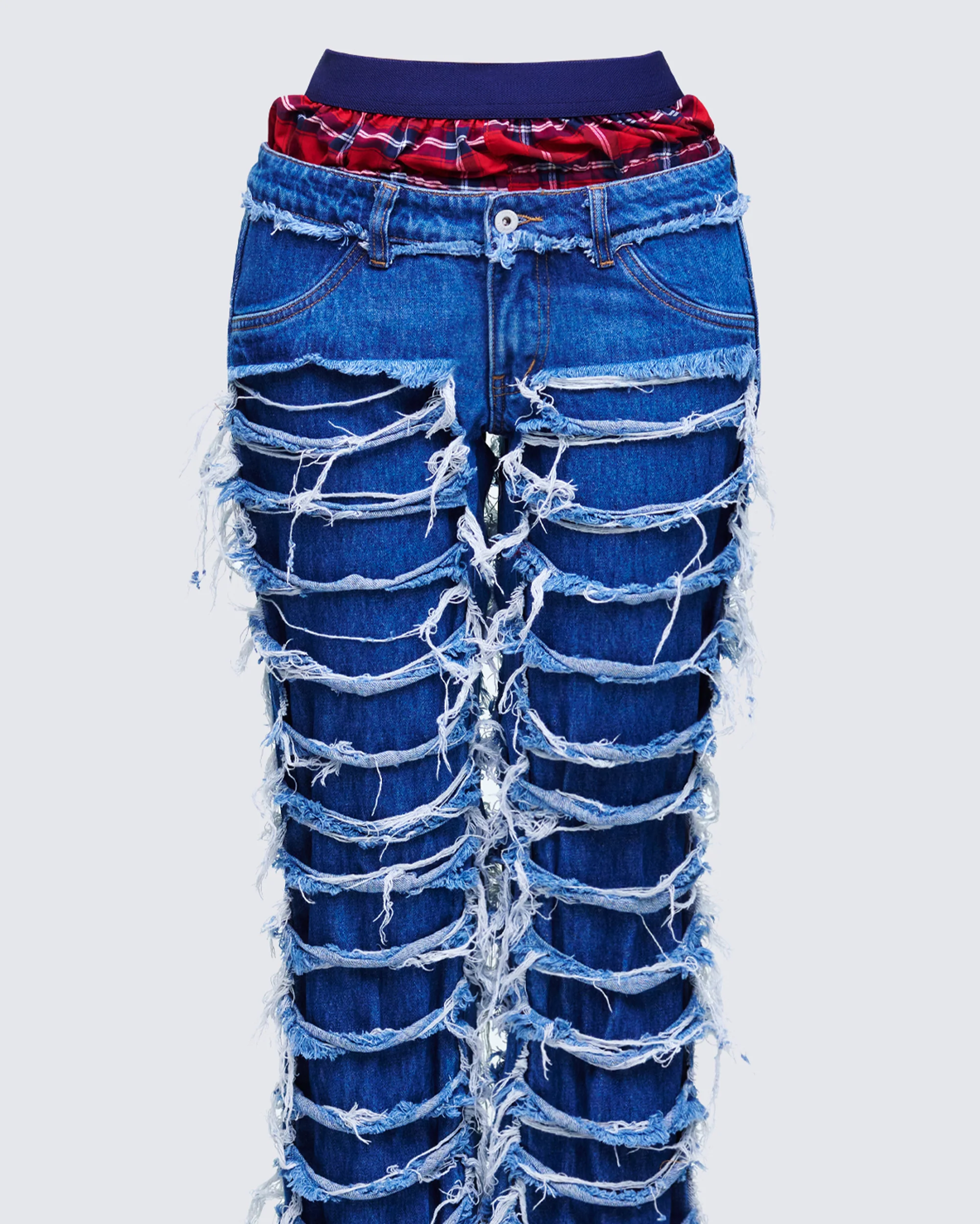 Katria Blue Frayed Denim Boxer Jean - Image 6