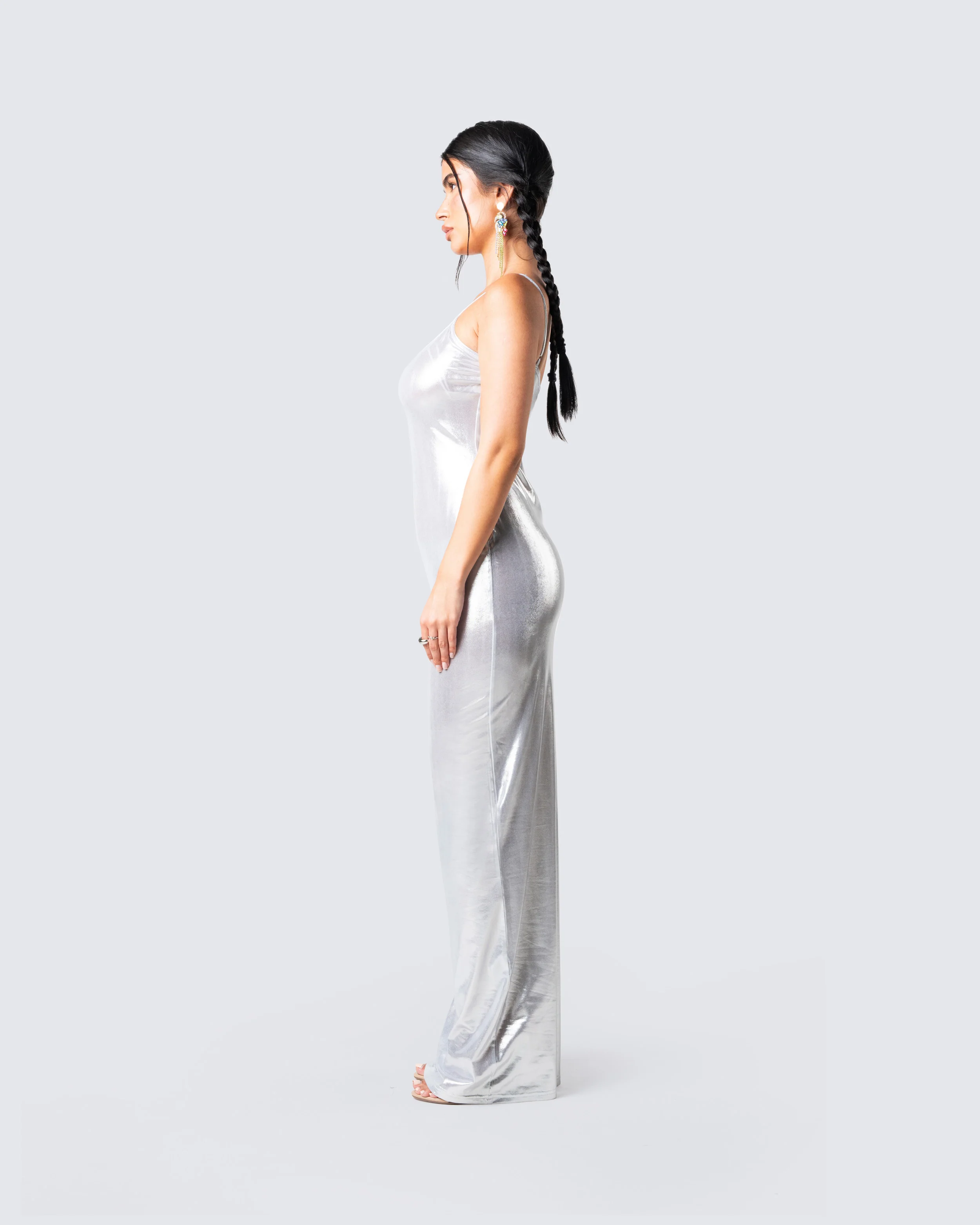 Katrina Metallic Fitted Maxi Dress - Image 5