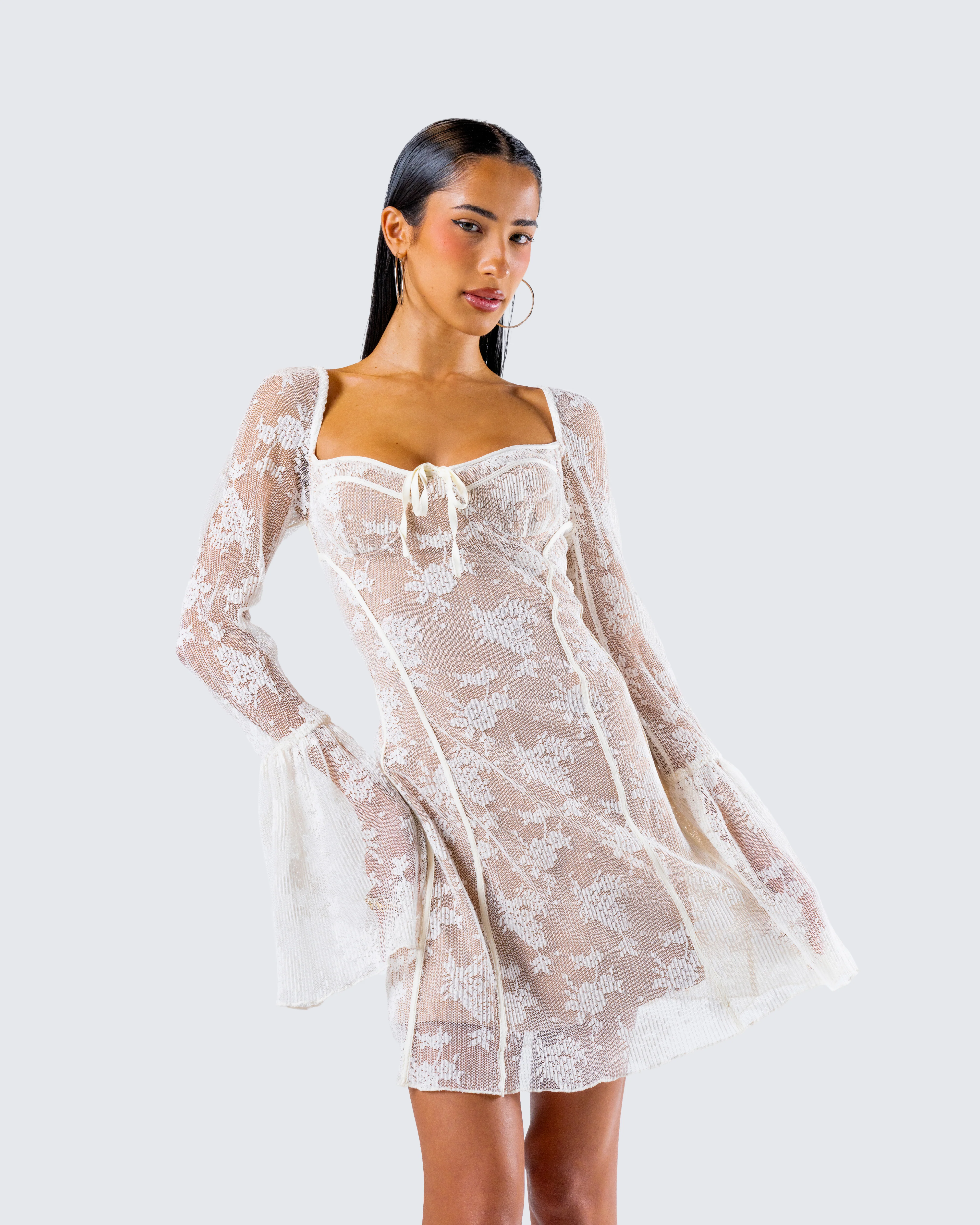 Kavita Ivory Lace Mini Dress - Image 9