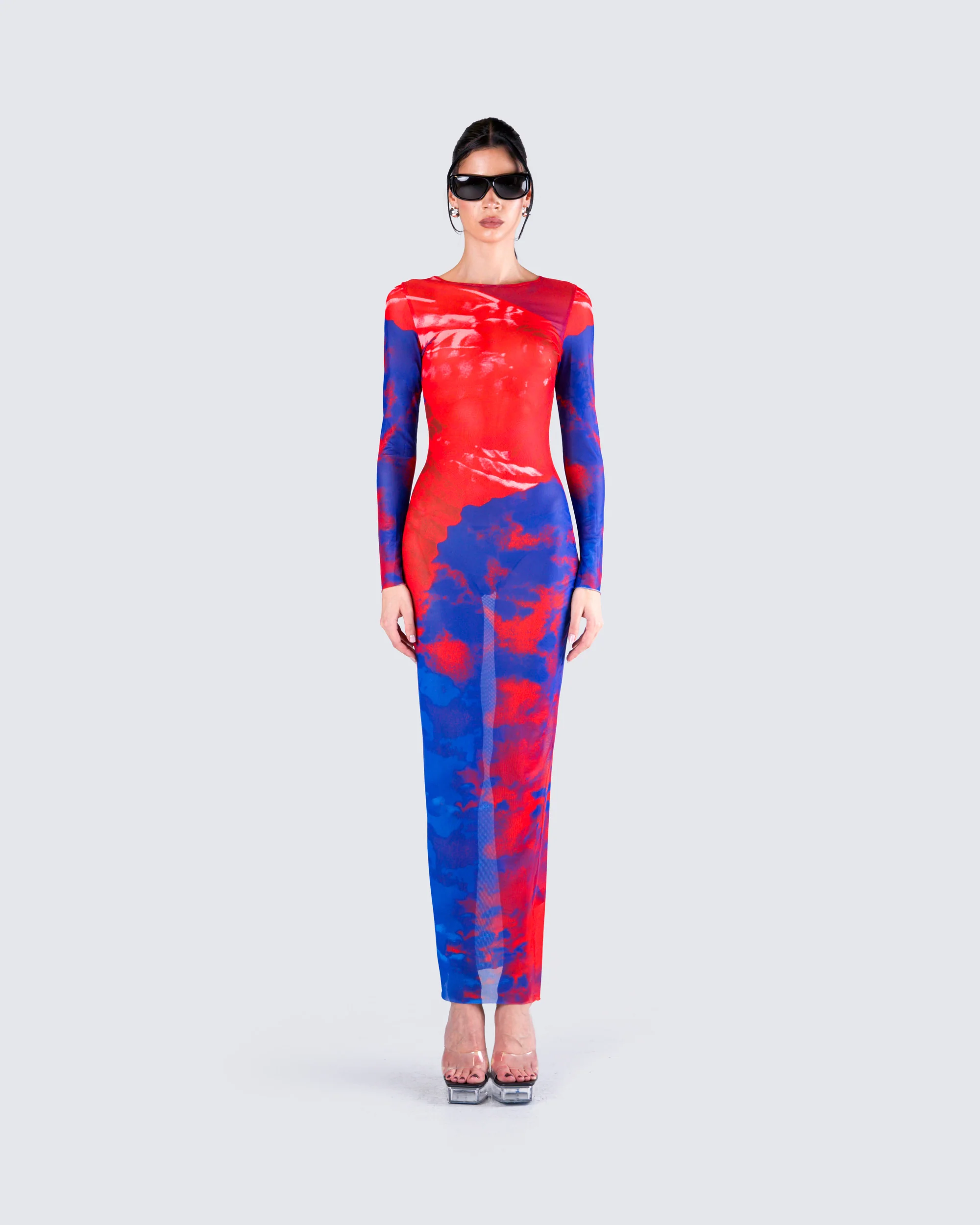 Kavya Multi Print Mesh Maxi Dress - Image 4