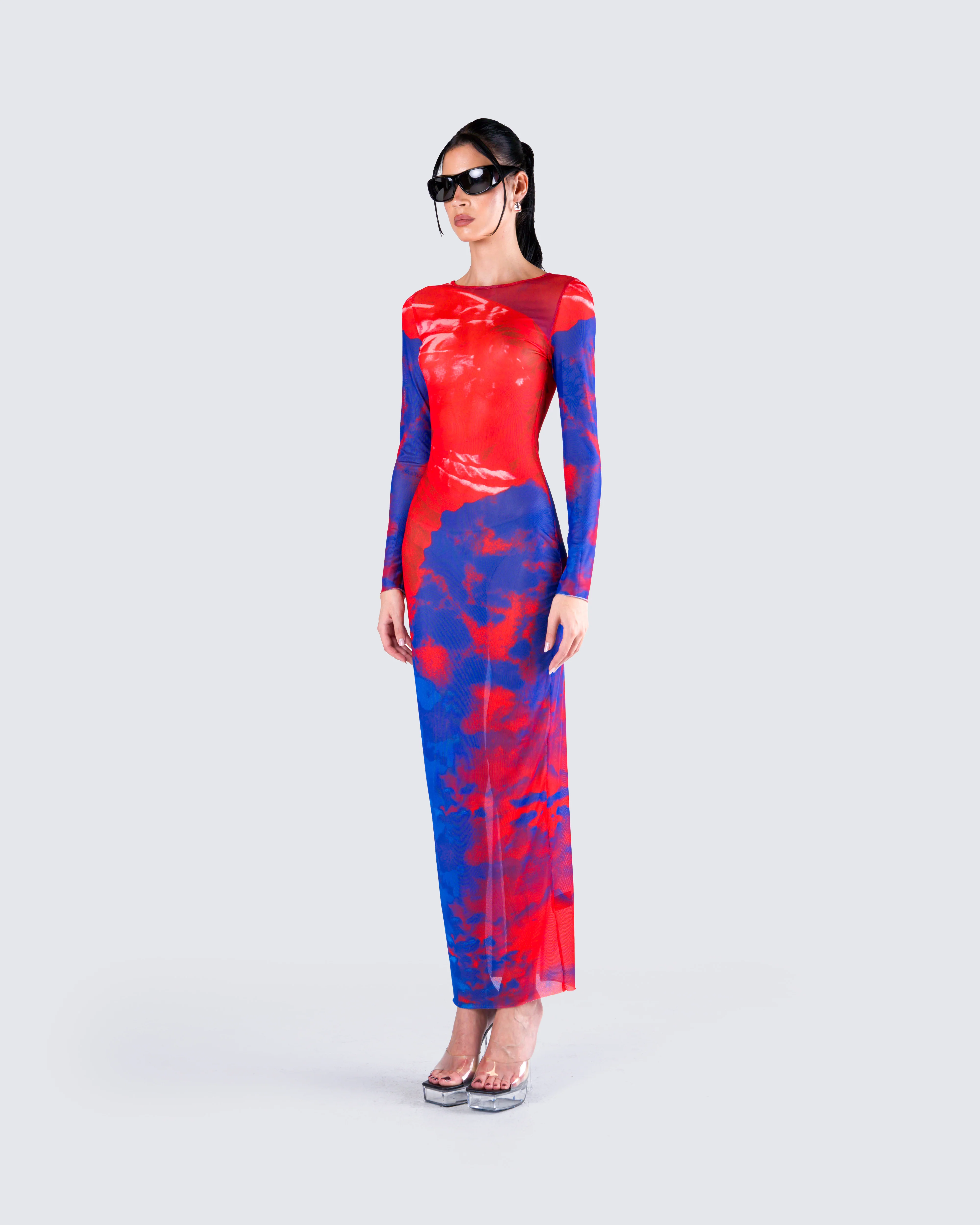 Kavya Multi Print Mesh Maxi Dress - Image 5