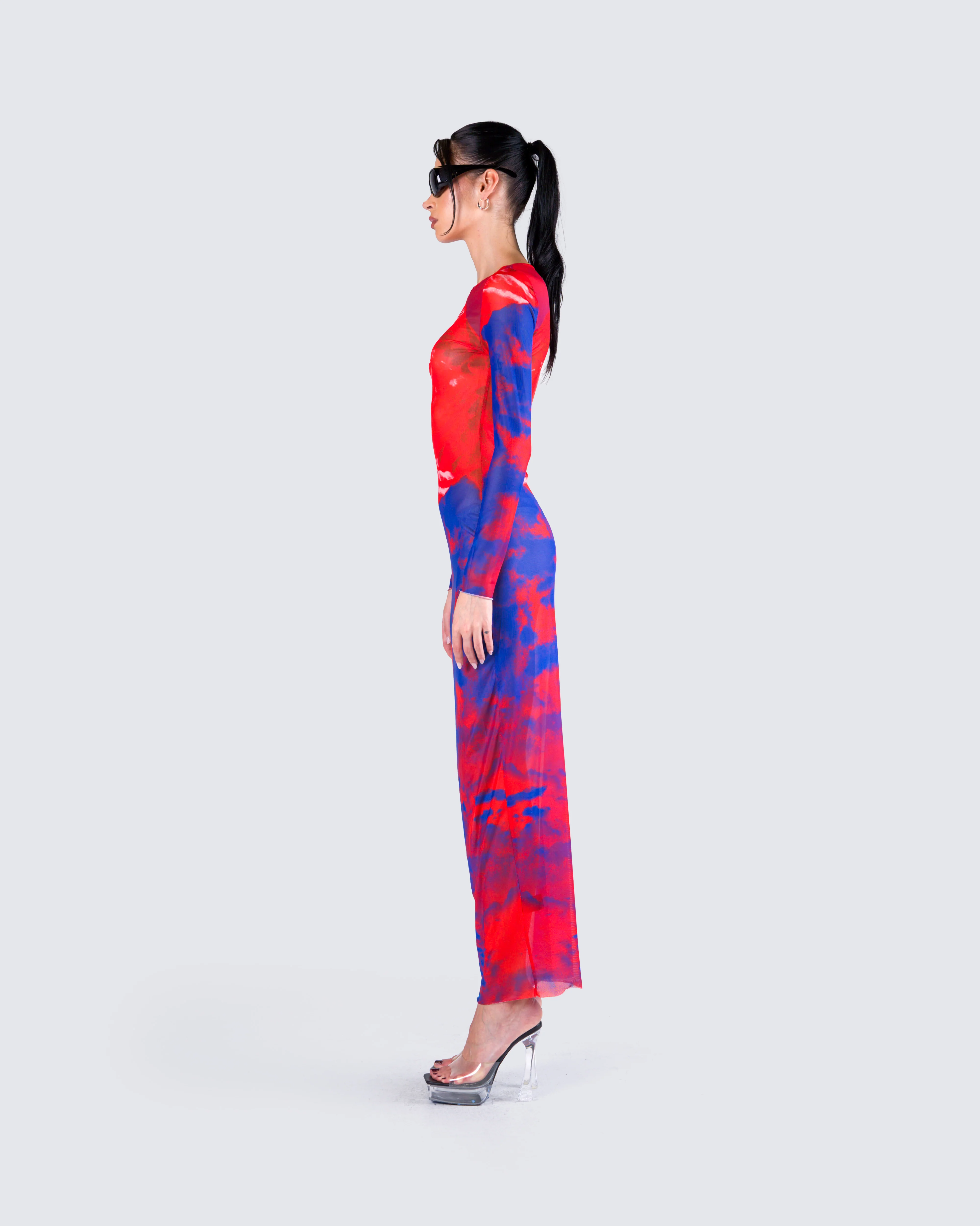 Kavya Multi Print Mesh Maxi Dress - Image 6