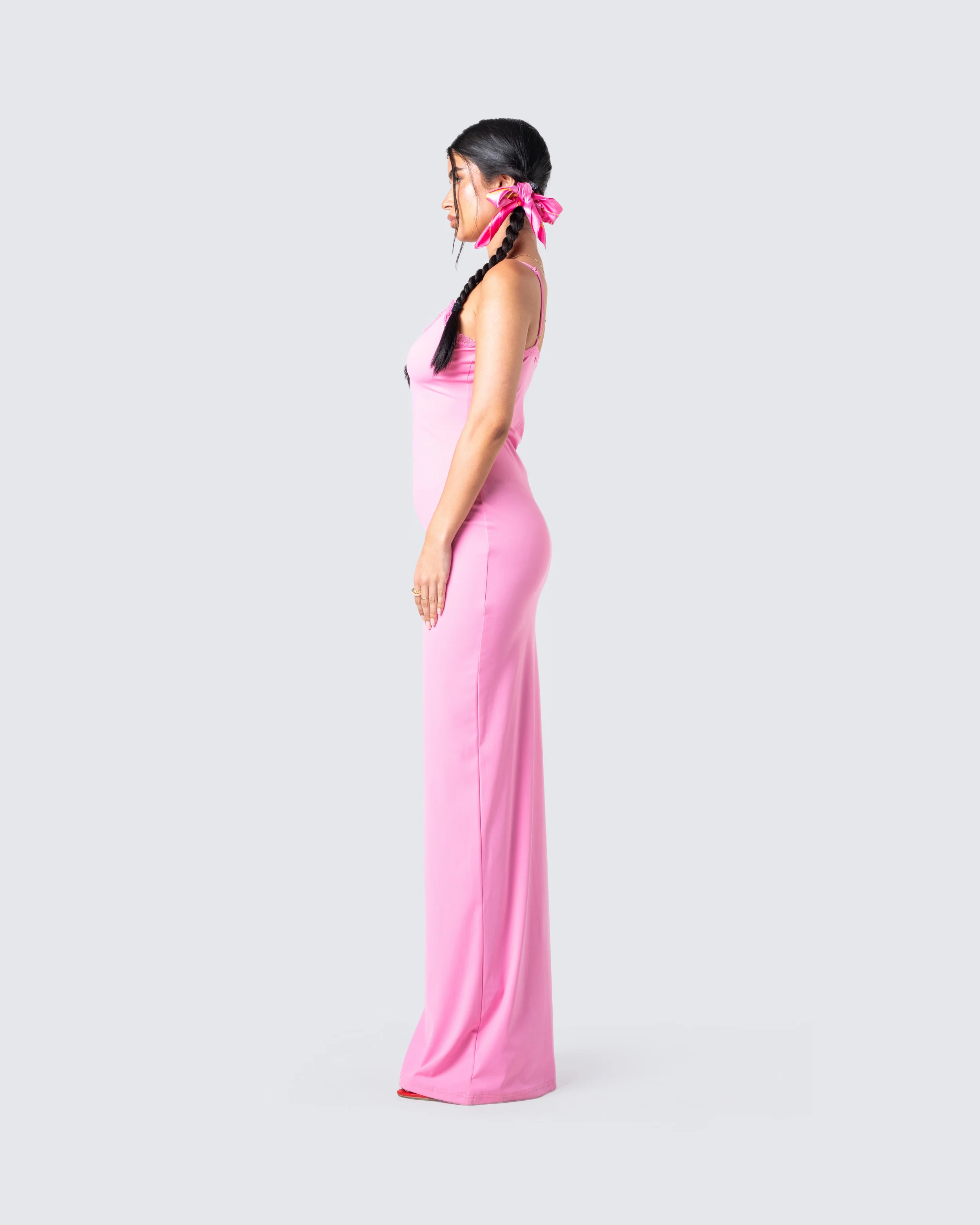 Kayla Pink Fitted Maxi Dress - Image 5
