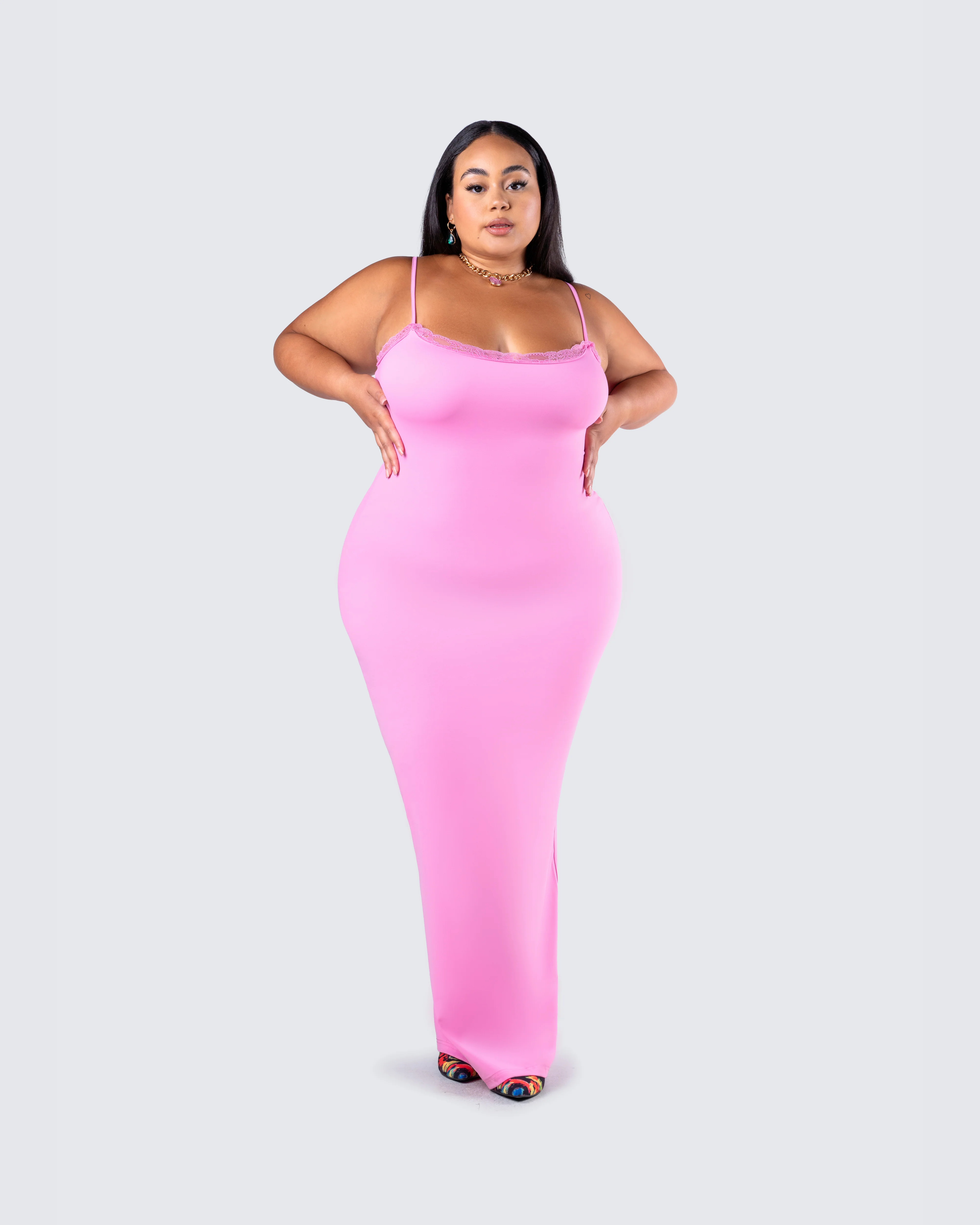 Kayla Pink Fitted Maxi Dress - Image 7