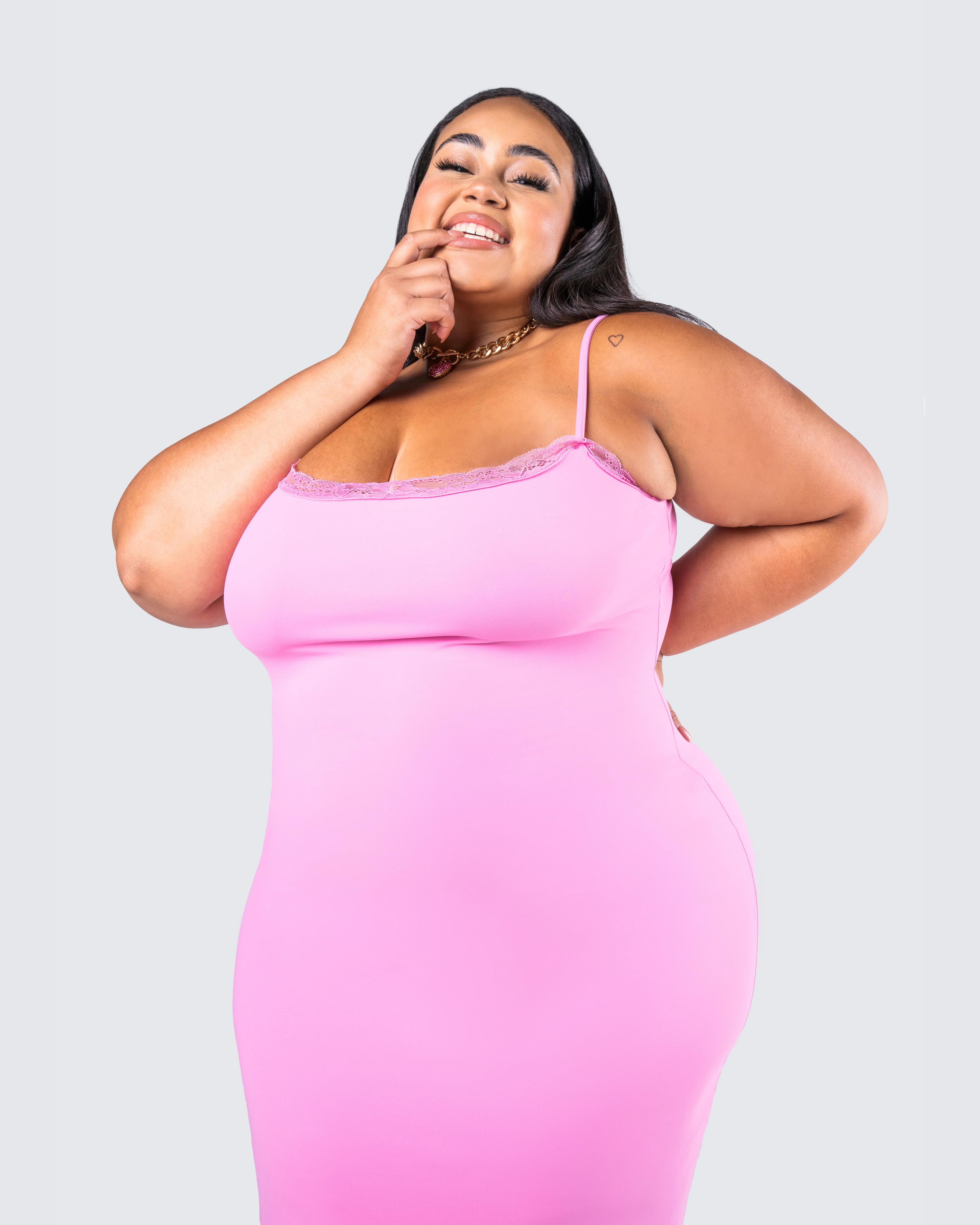 Kayla Pink Fitted Maxi Dress - Image 8