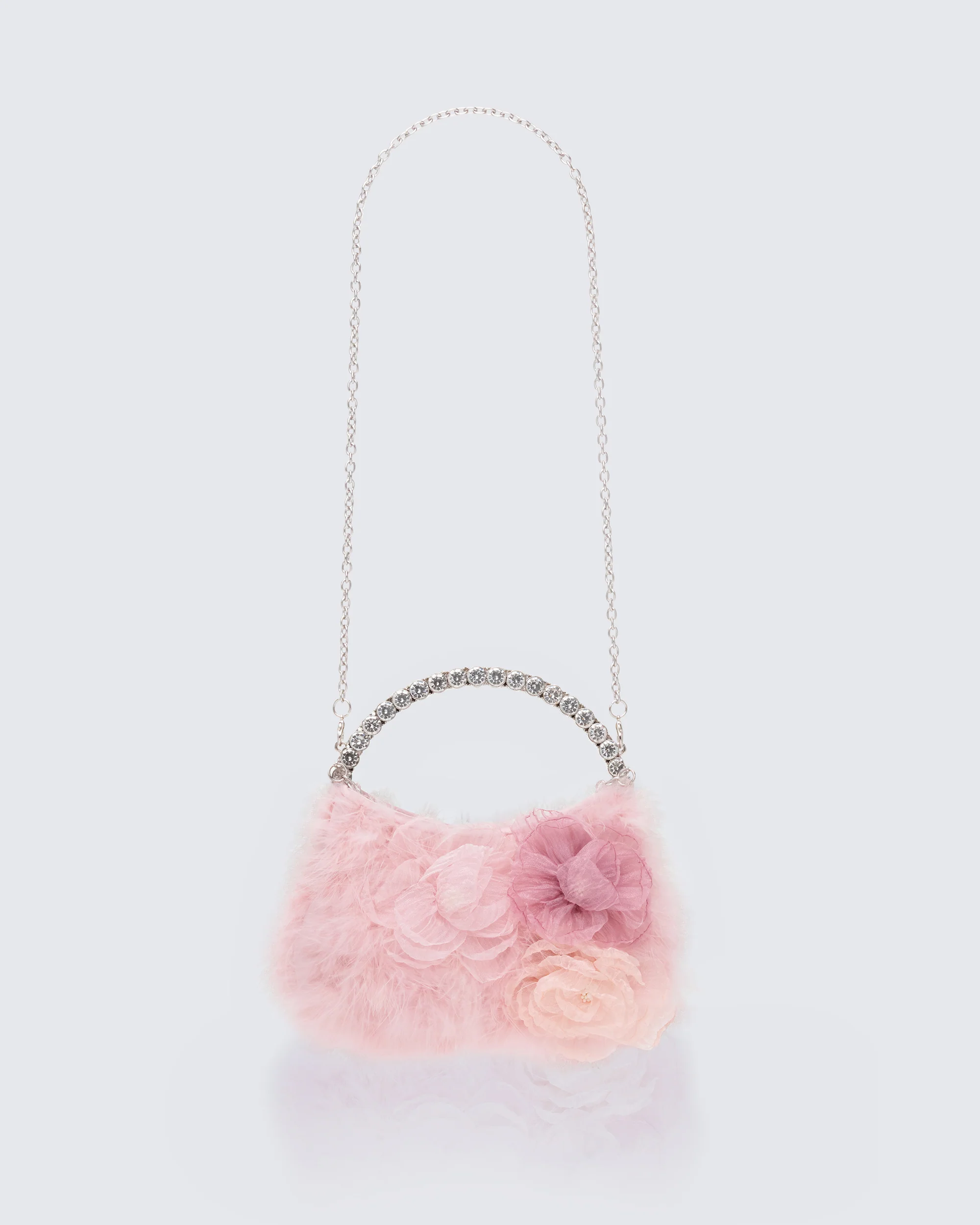 Keely Pink Feather Corsage Bag With Diamante Handle - Image 4